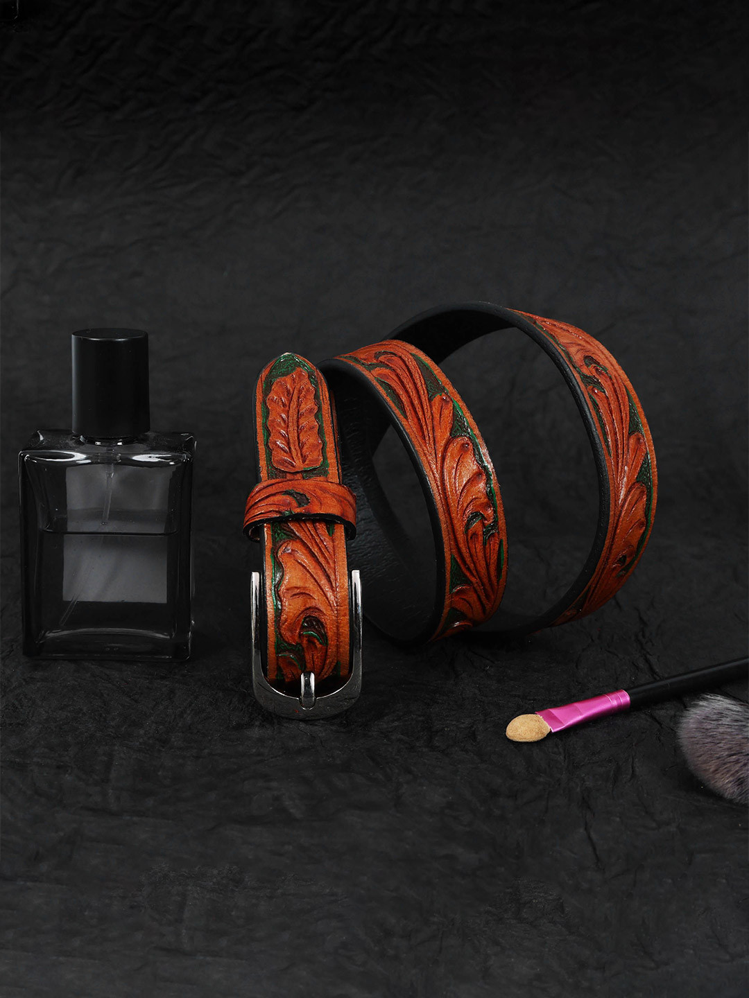 Celtic Women Tan Textured Leather Belt with TieUp Closure