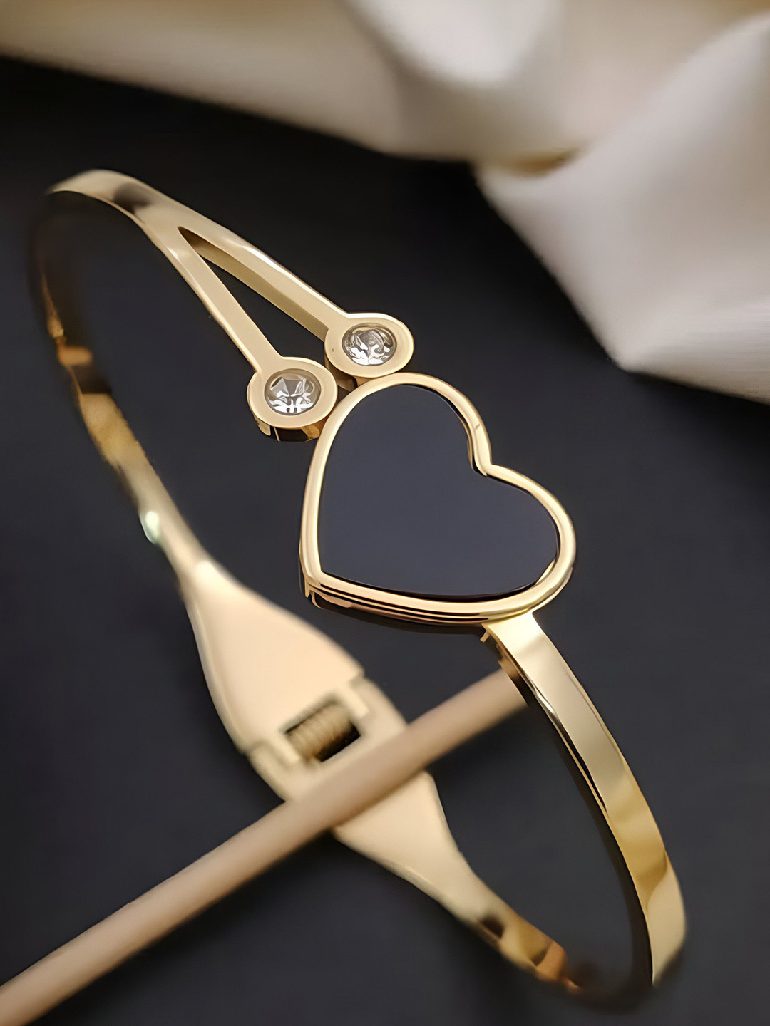 Crazy Fashion Gold-Plated Cubic Zirconia Studded Cuff  Bracelet