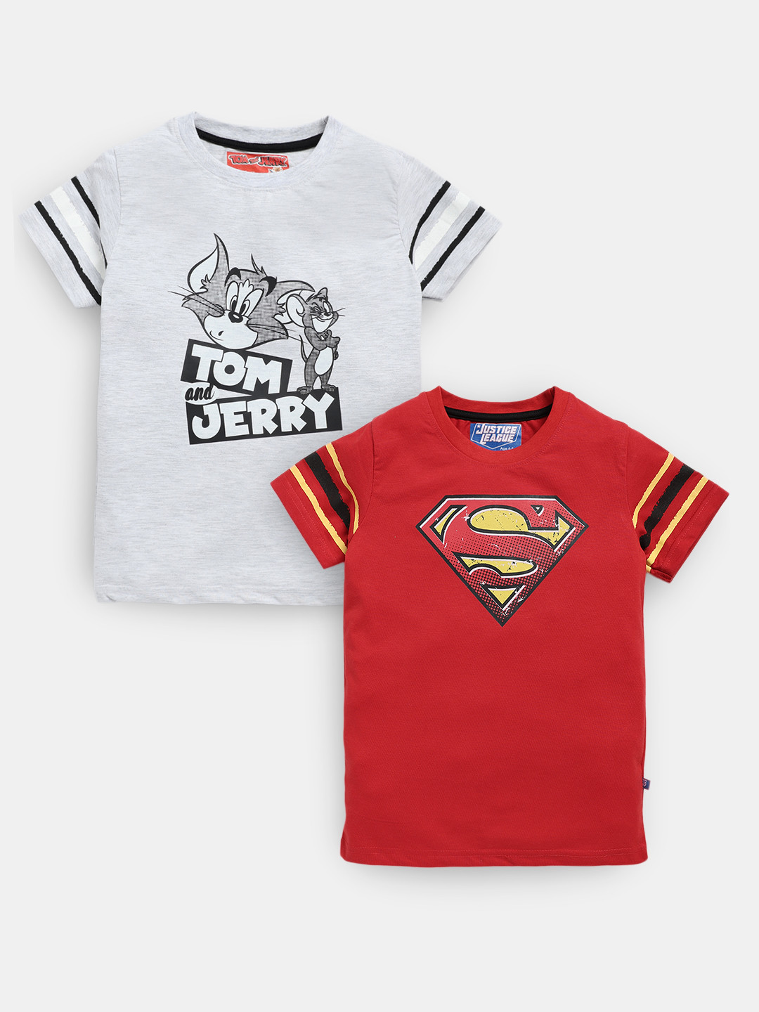 Here&Now X Game Begins Boys Set of 2 Cotton Superhero & Humour Printed T-shirt
