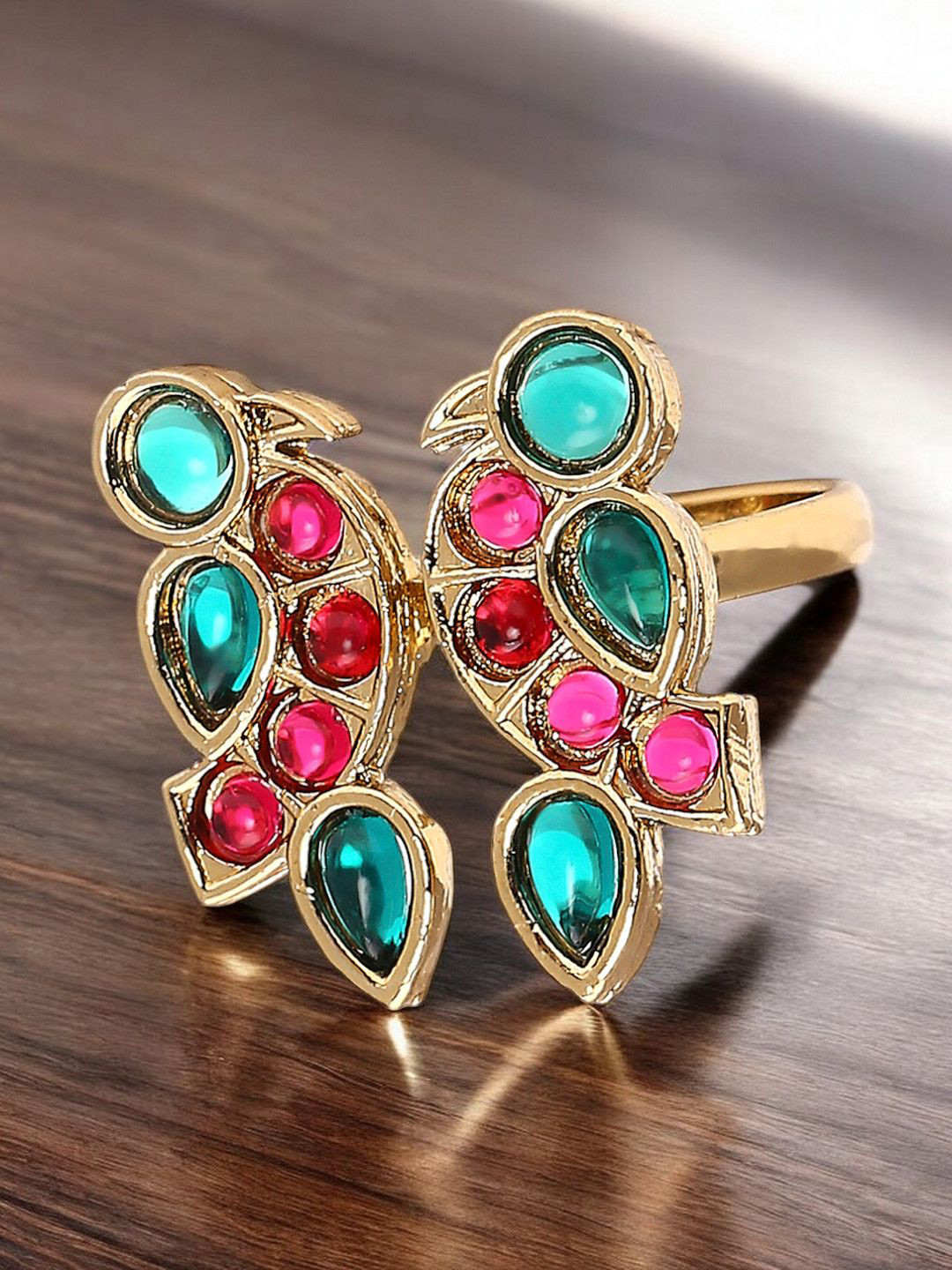 Anouk Kundan-Studded Jadau Moti Manik Finger Ring