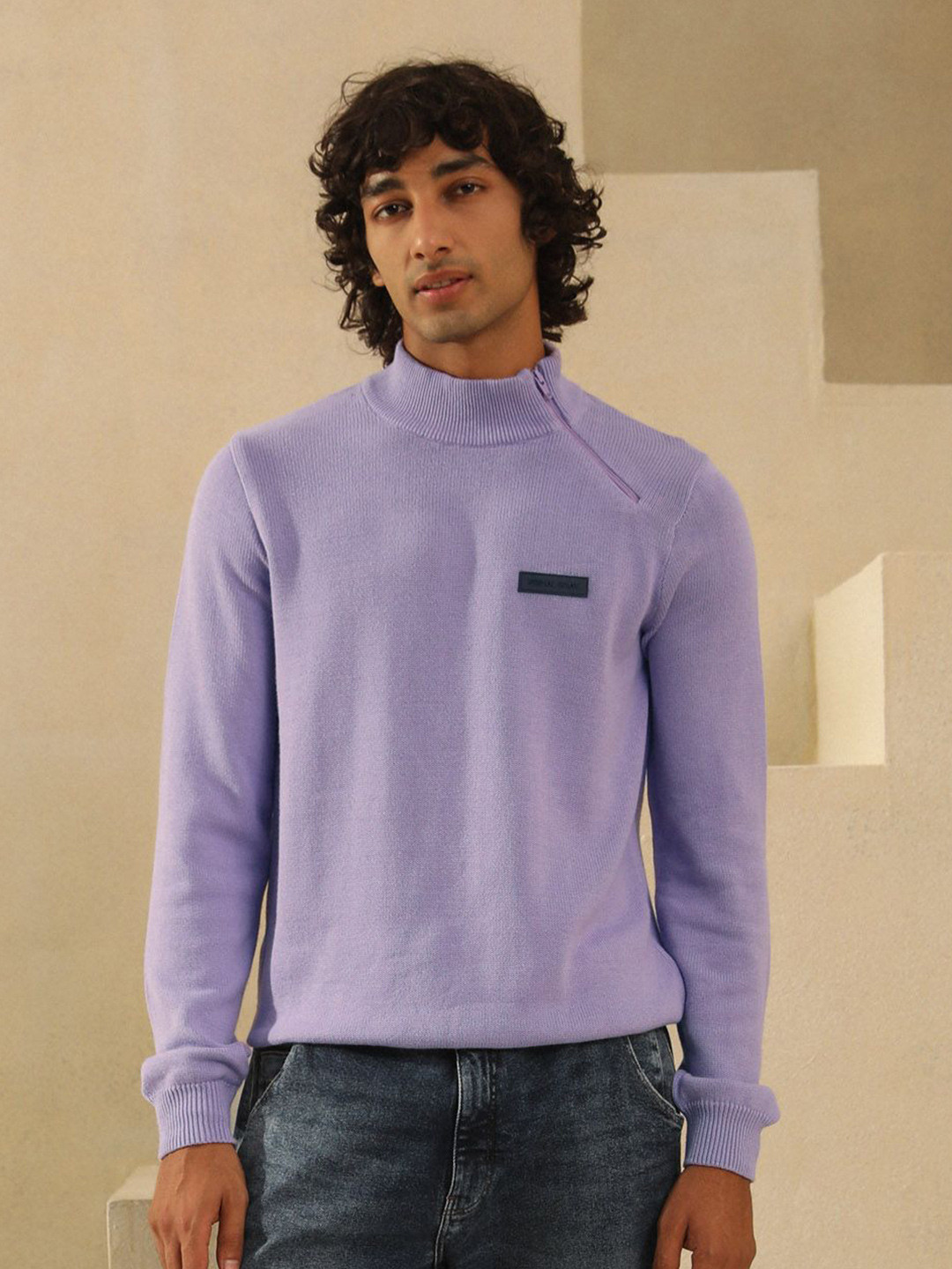 PRIMAL GRAY Men Turtle Neck Ribbed Pull Over Sweater