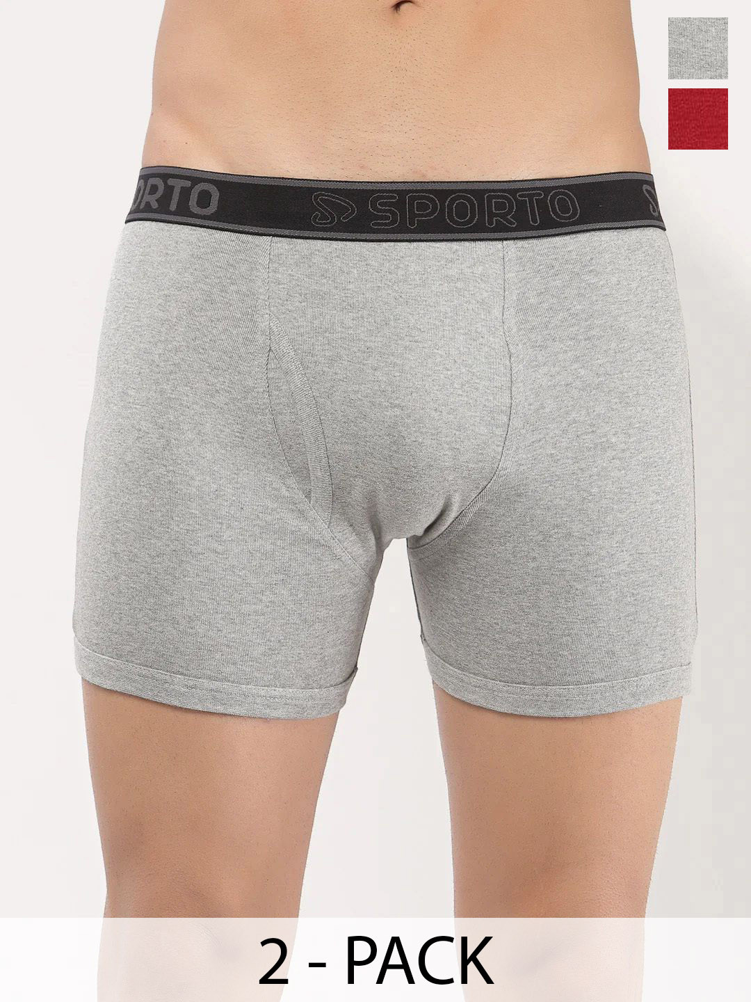 Sporto by Macho Men Pack Of 2 Short Trunk Sprto_M1030-G(1)-R(1)-S-Grey_Red Trunk