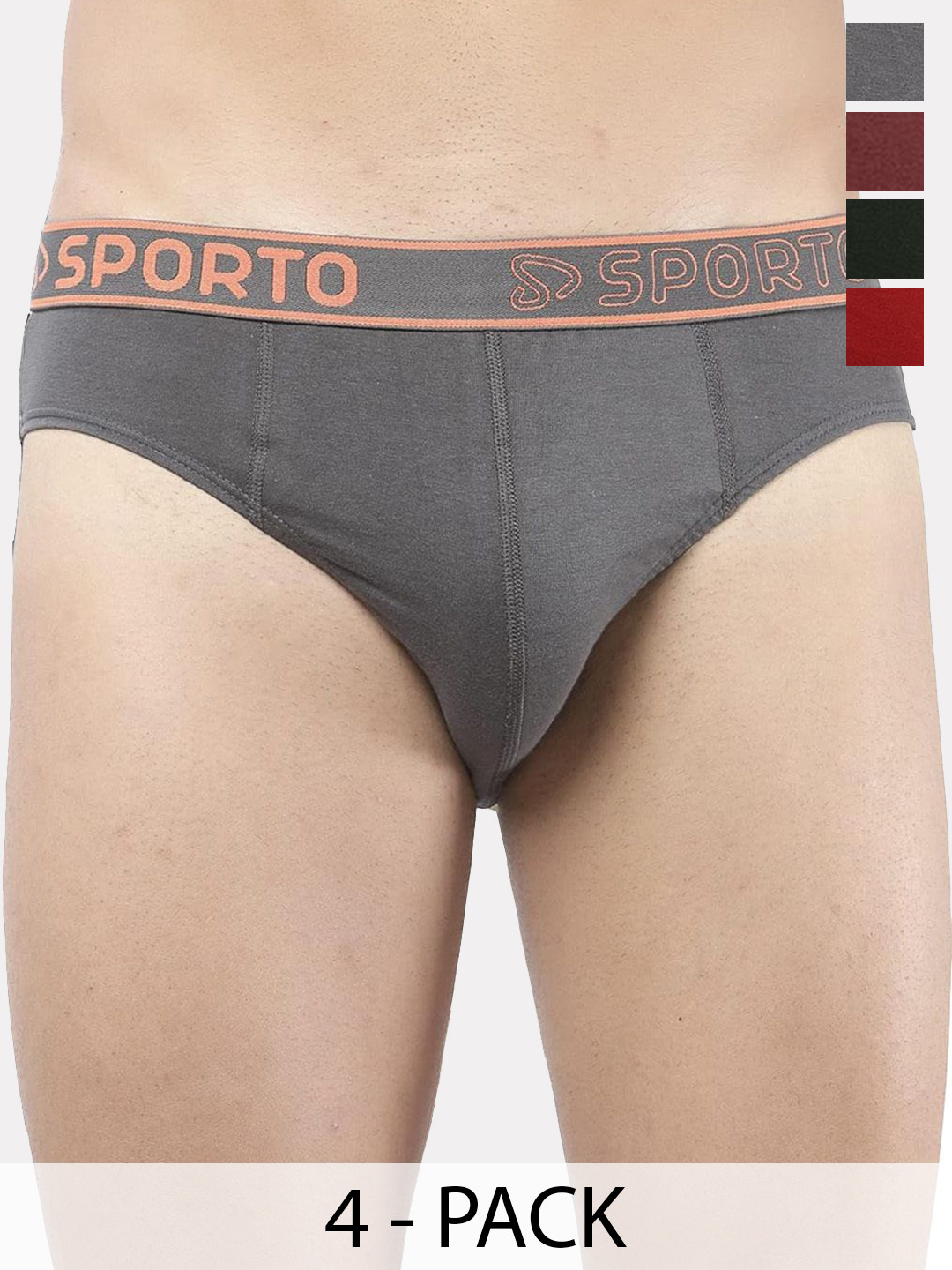 Sporto by Macho Men Pack Of 4 Cotton Low-Rise Short Trunk