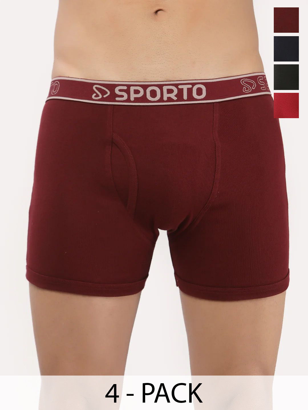 Sporto by Macho Men Pack Of 4 Short Trunk Sprto_M1030-M1-N1-Olv1-R1-L Trunk