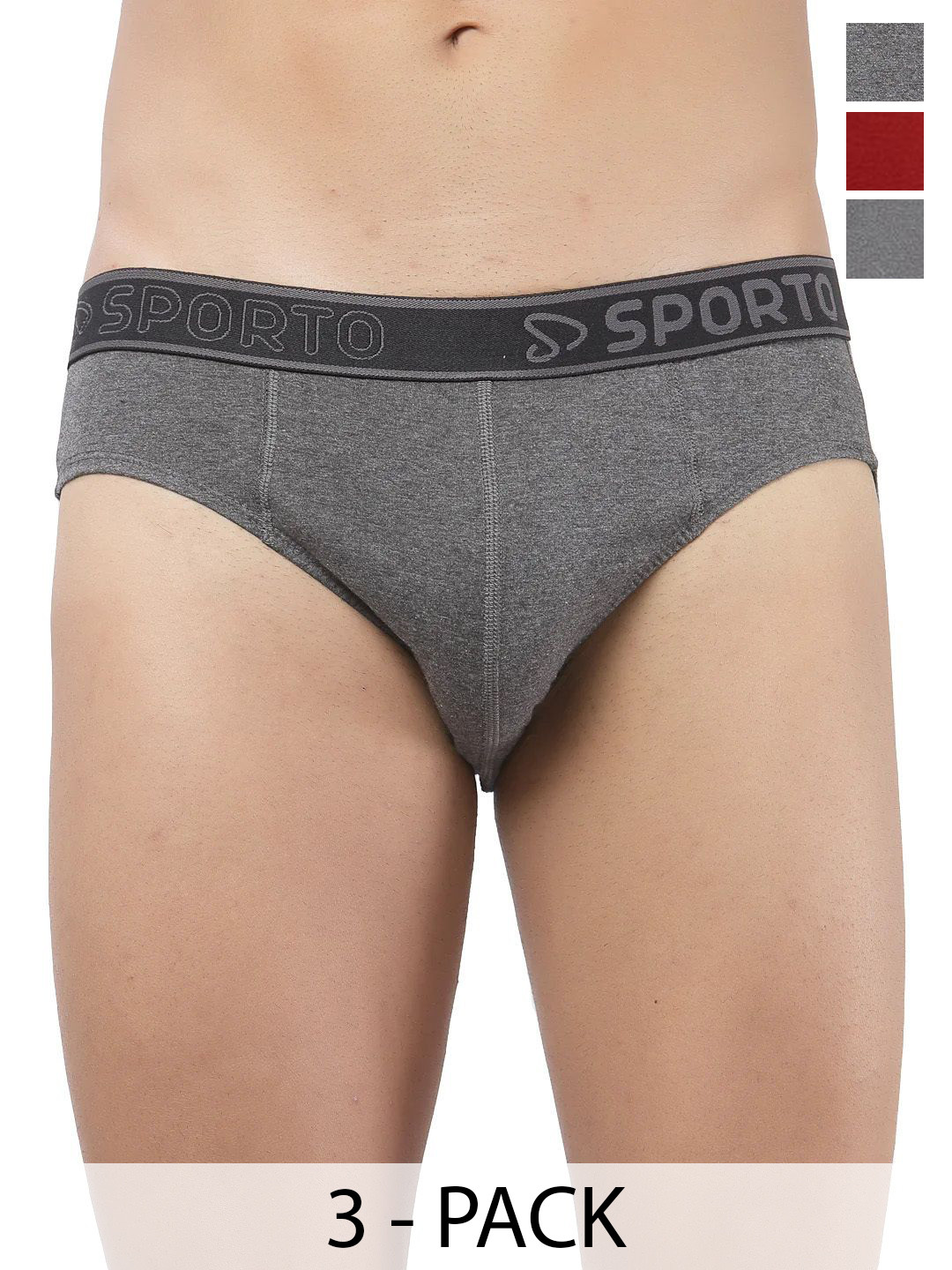 Sporto by Macho Men Pack Of 3 Cotton Basic Briefs