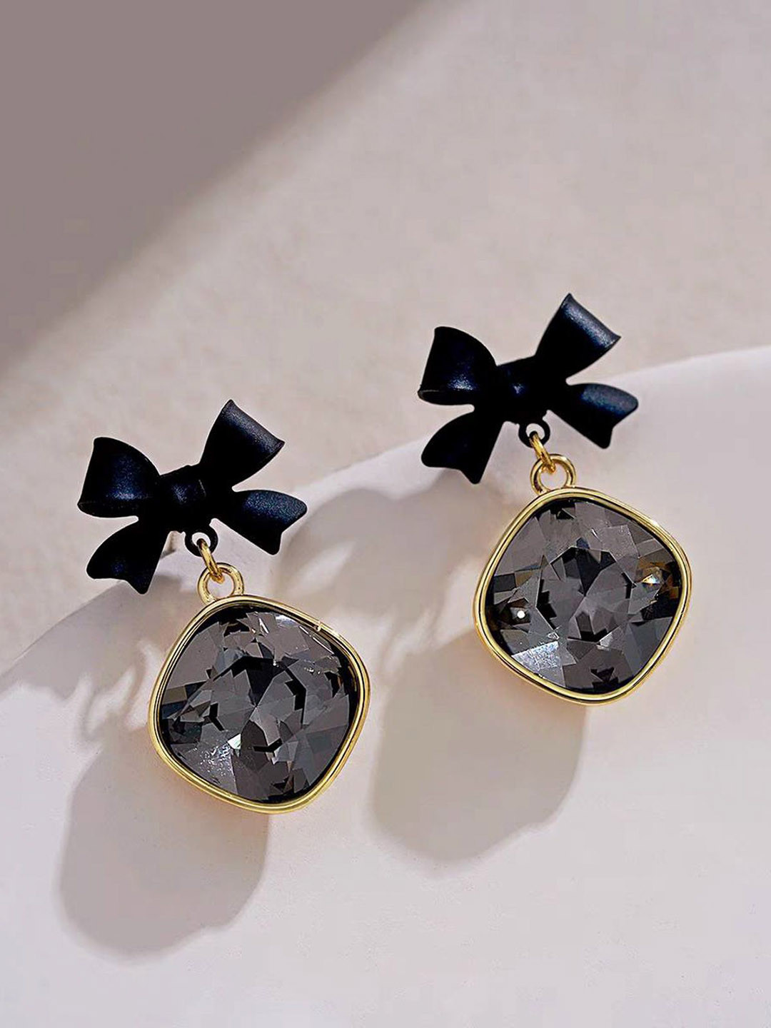 PolluxCraft Korean Gold Plated Bow Shaped Drop Earrings
