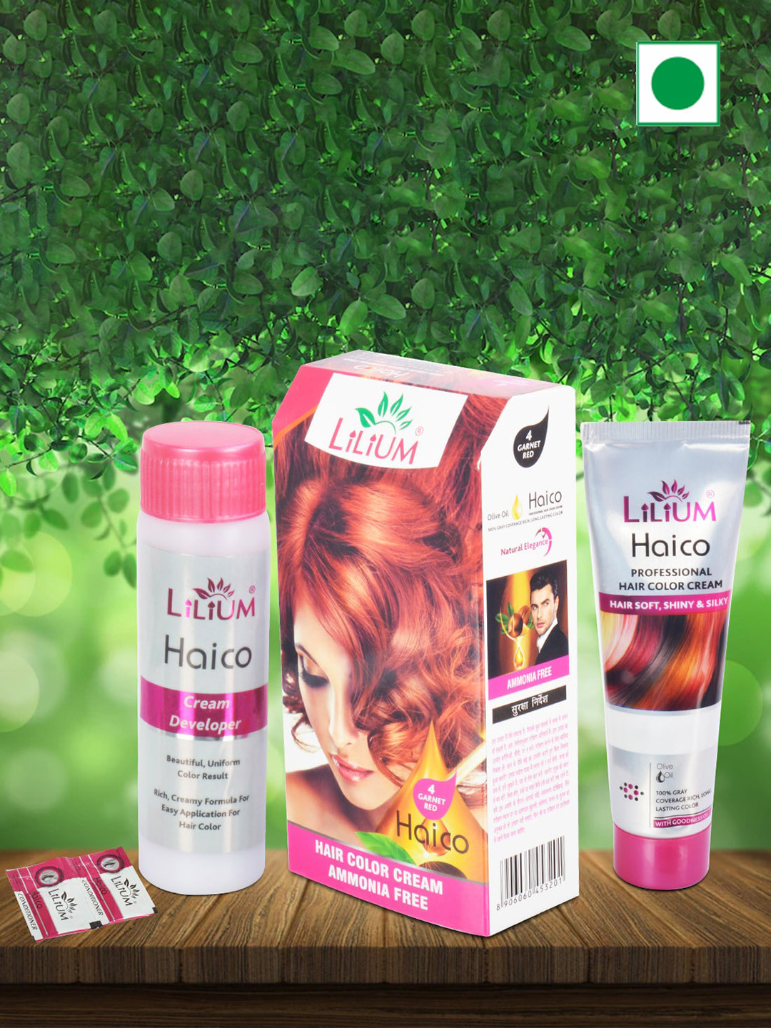 Lilium Herbal Haico Cream Hair Color For Salon Quality Shine - 100ml - Garnet Red 04
