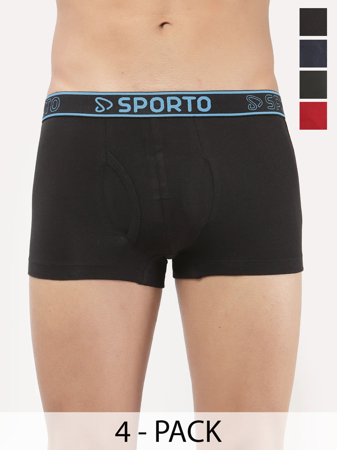 Sporto by Macho Men Pack Of 4 Short Trunk Sprto_M1022-B1-N1-Olv1-R1 Trunk