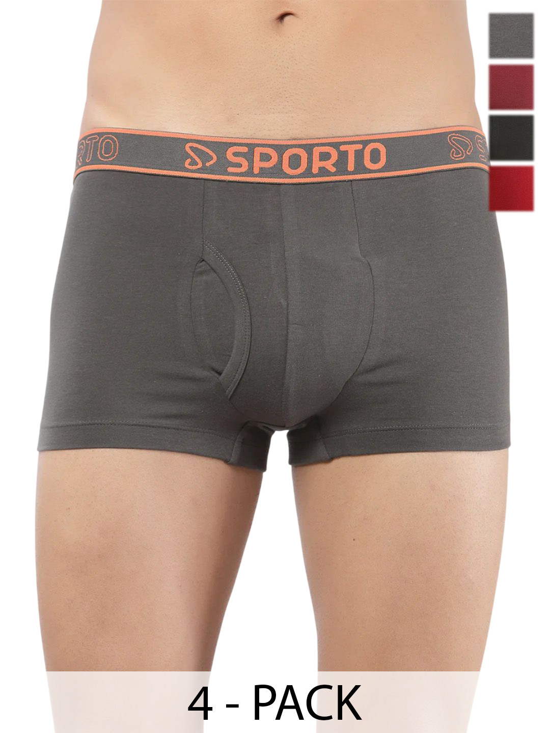 Sporto by Macho Men 4-Pcs Super Combed Cotton Mid-Rise Trunk