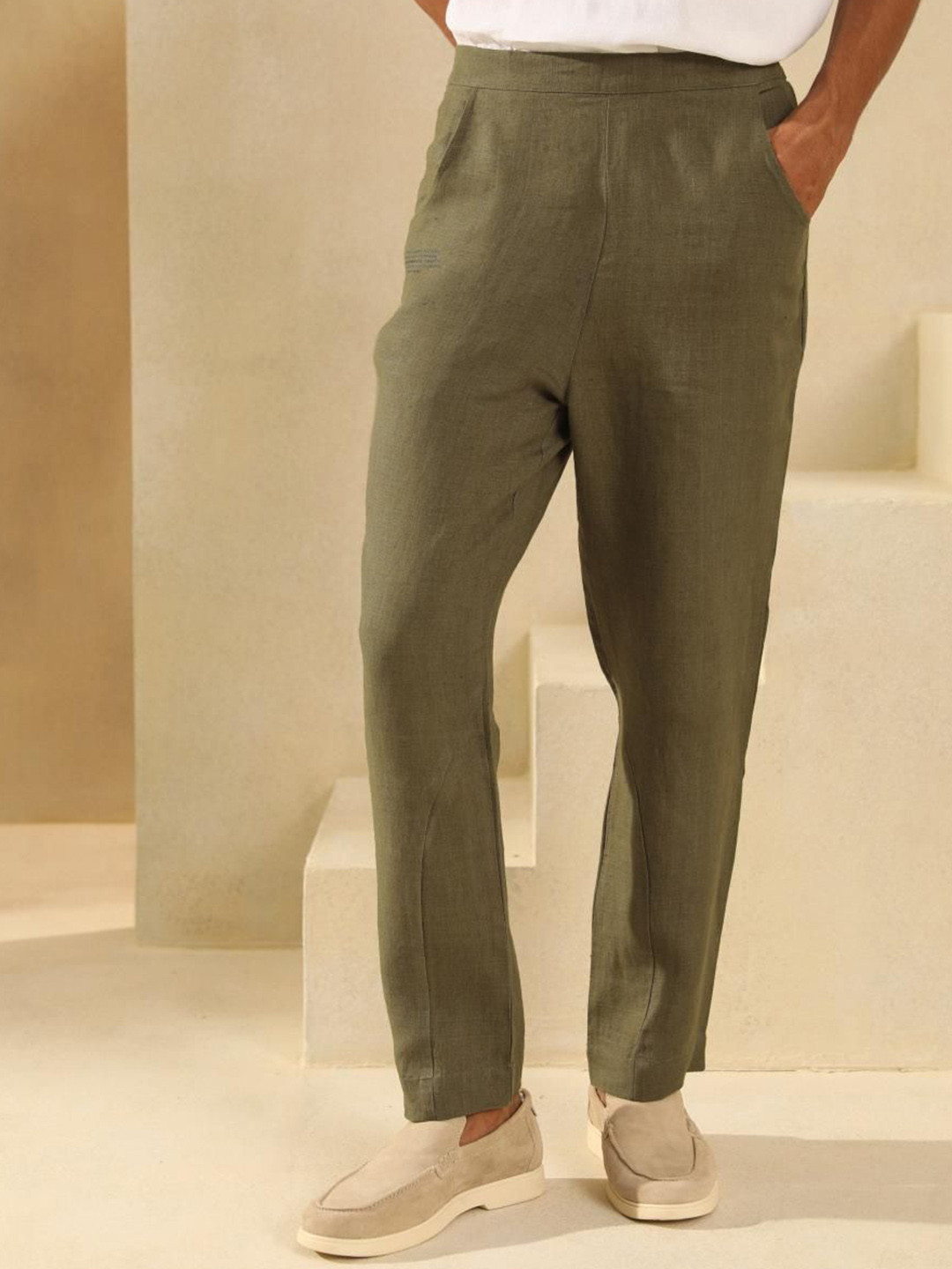 PRIMAL GRAY Men Easy Wash Drop Crotch Trousers