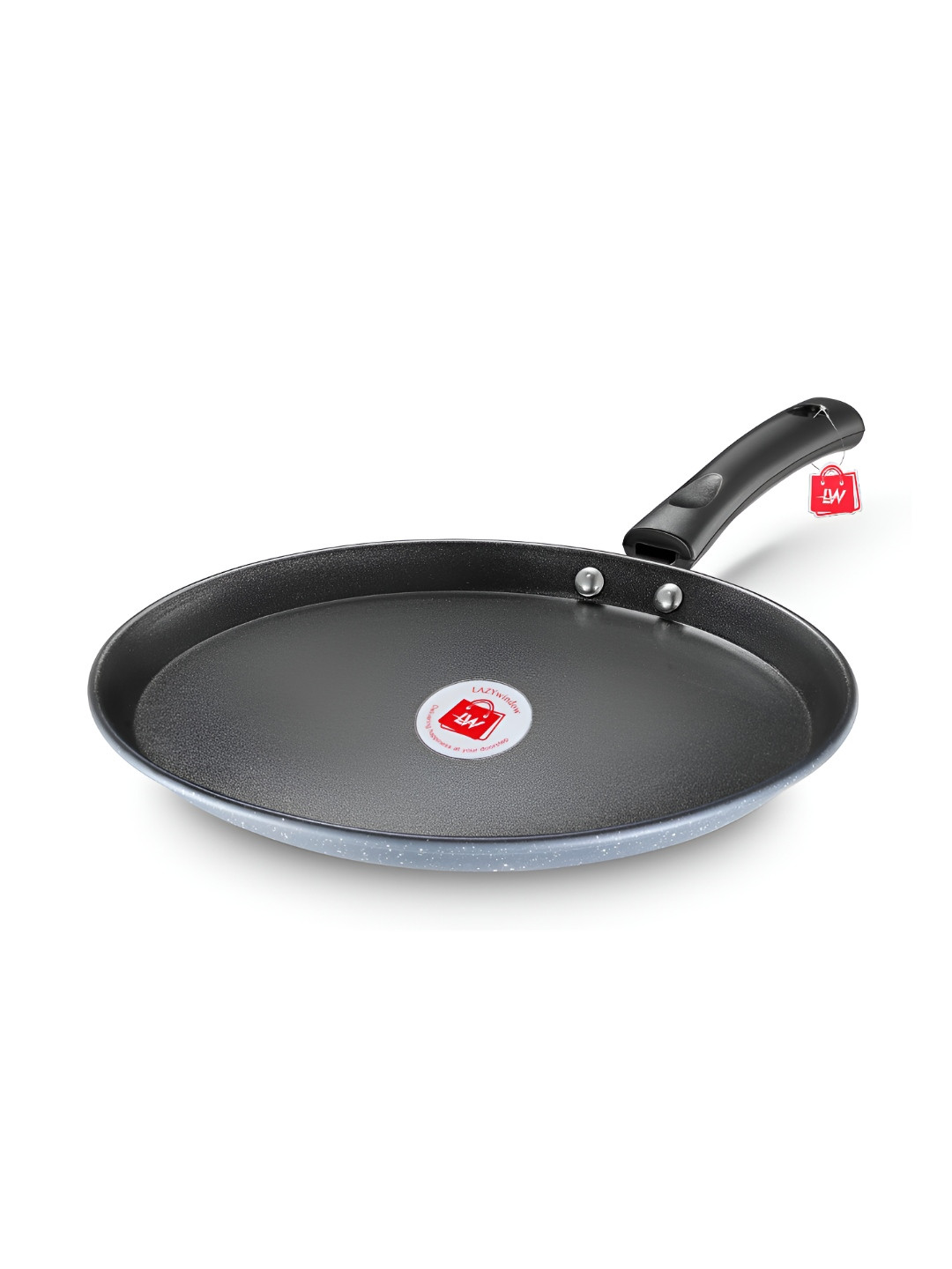 LAZYwindow Grey And Black Dishwasher & Microwave Safe Nonstick Tawa Pan