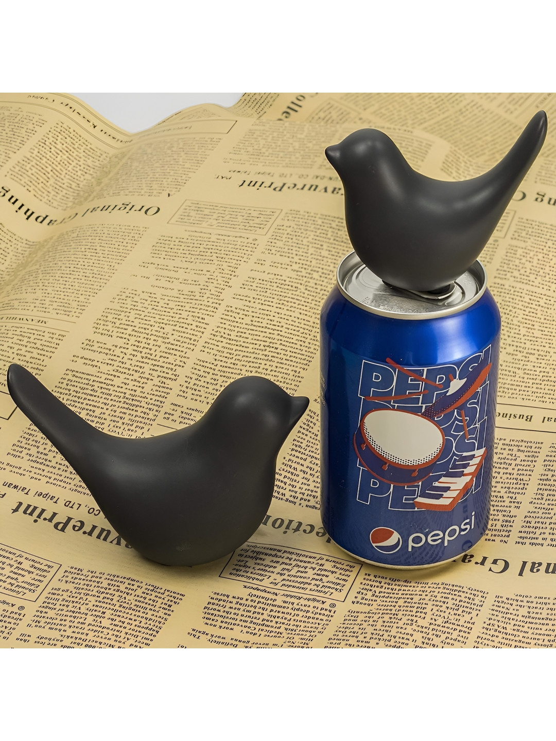 Viyu Creations Dove Love Birds Black Polyresin Natural Living Room Set of 2 Small Showpieces - 2.4 Inches