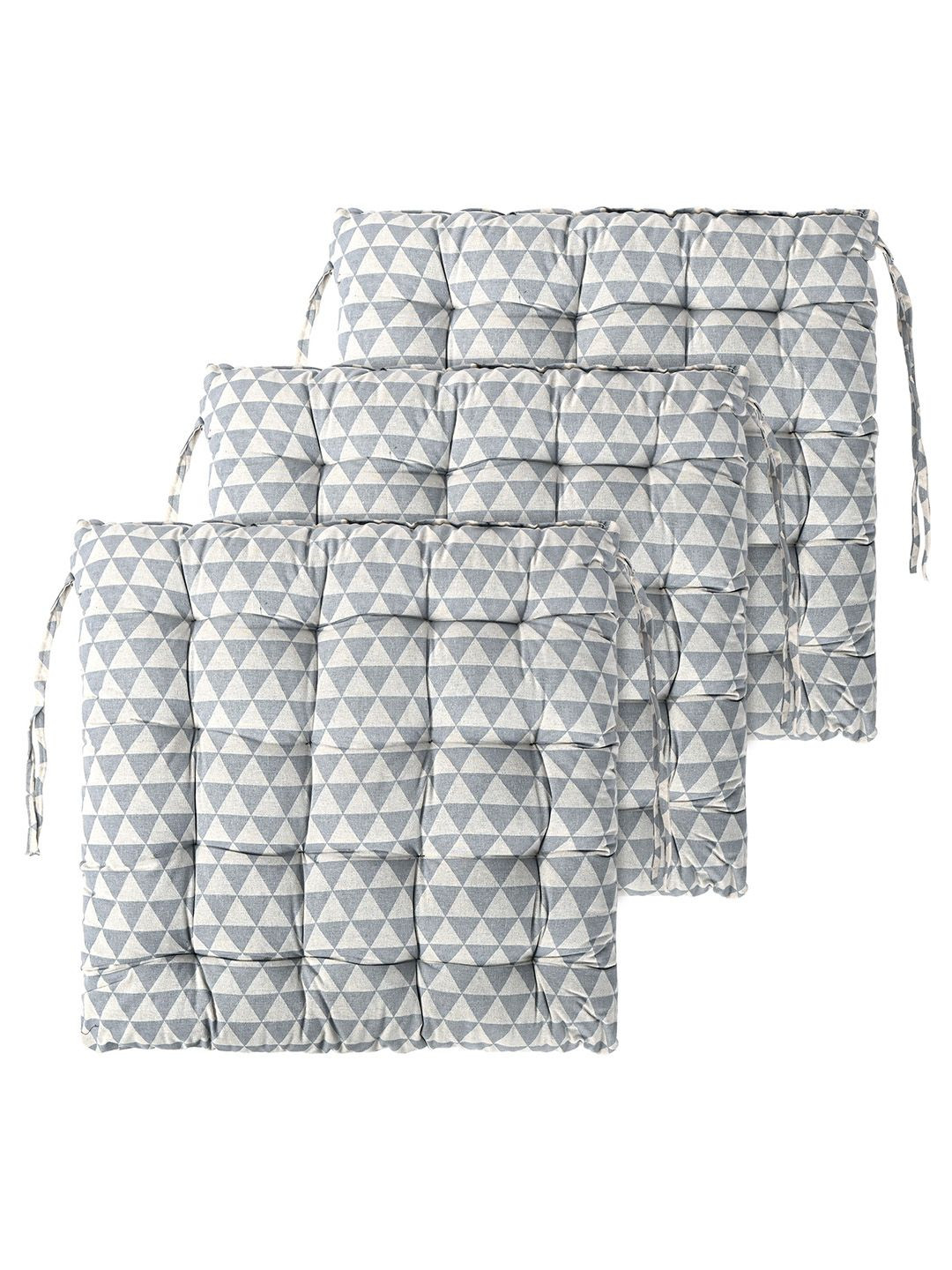 Kuber Industries Grey 3 Pieces Printed Cotton Comfort Chair Pads