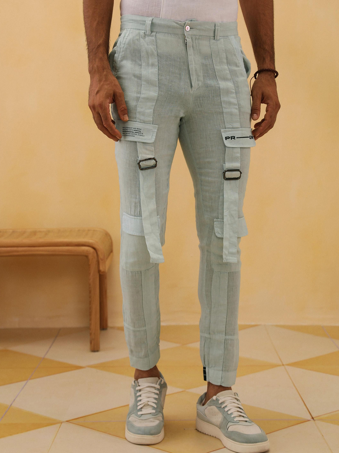 PRIMAL GRAY Men Relaxed Fit Mid-Rise Cotton Cargos