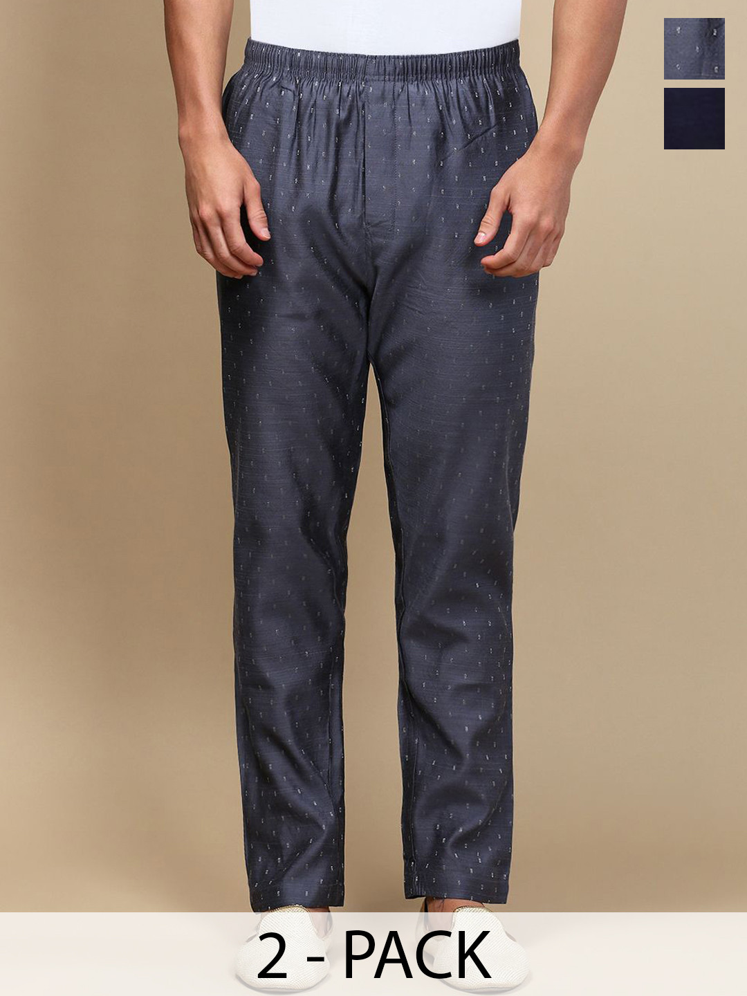 WHITE HEART  Men Pack Of 2 Mid Rise Pajamas