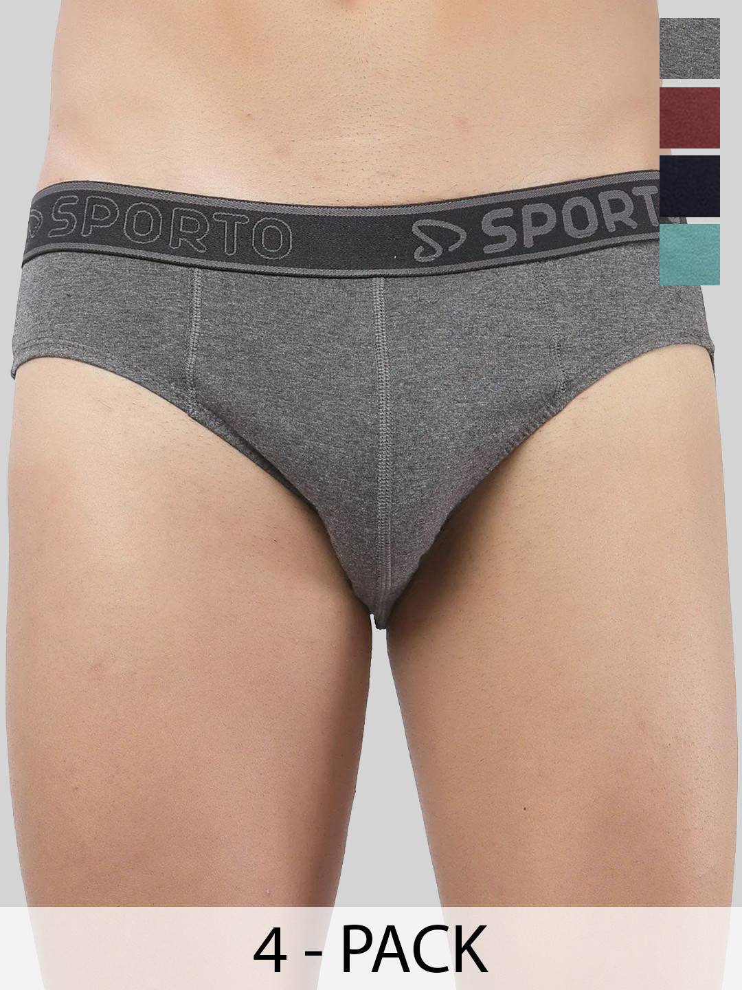 Sporto by Macho Pack Of 4Men Cotton Mid-Rise Basic Briefs
