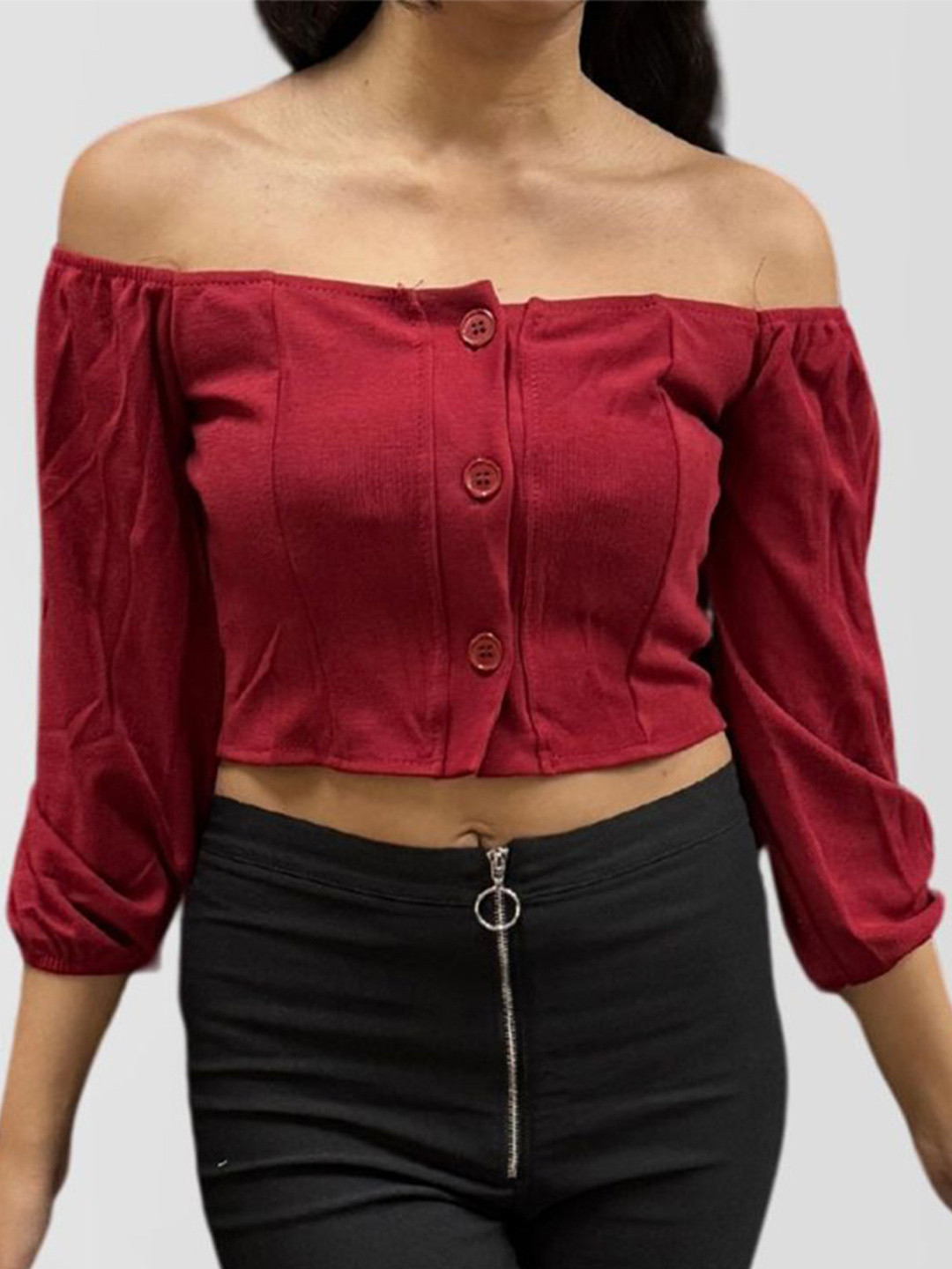 MADE FOR HER LABEL Women Kenna Off-Shoulder Cropped Top