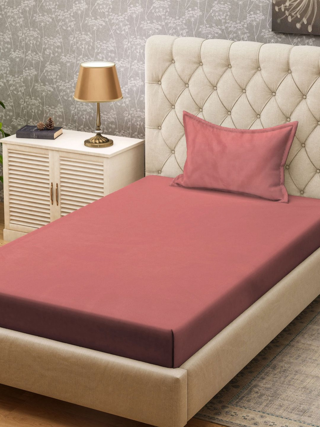 Myntra Elegant Homes Rust 300 TC Single Bedsheet Set 2.25 m x 1.50 m