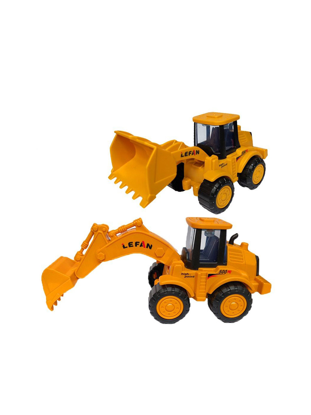 PLUSPOINT Kids 2-Pcs Excavator Bulldozer Friction Powered Construction Truck Vehicle