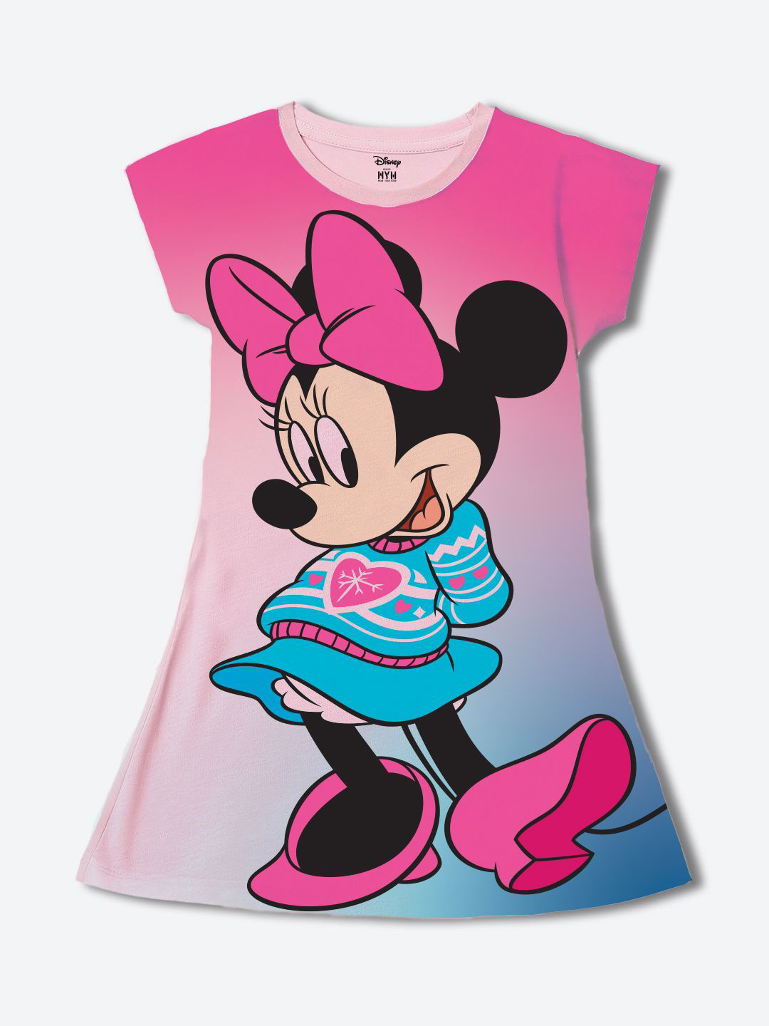 Wear Your Mind Girl Minnie Mouse Cartoon Print T-Shirt Dress
