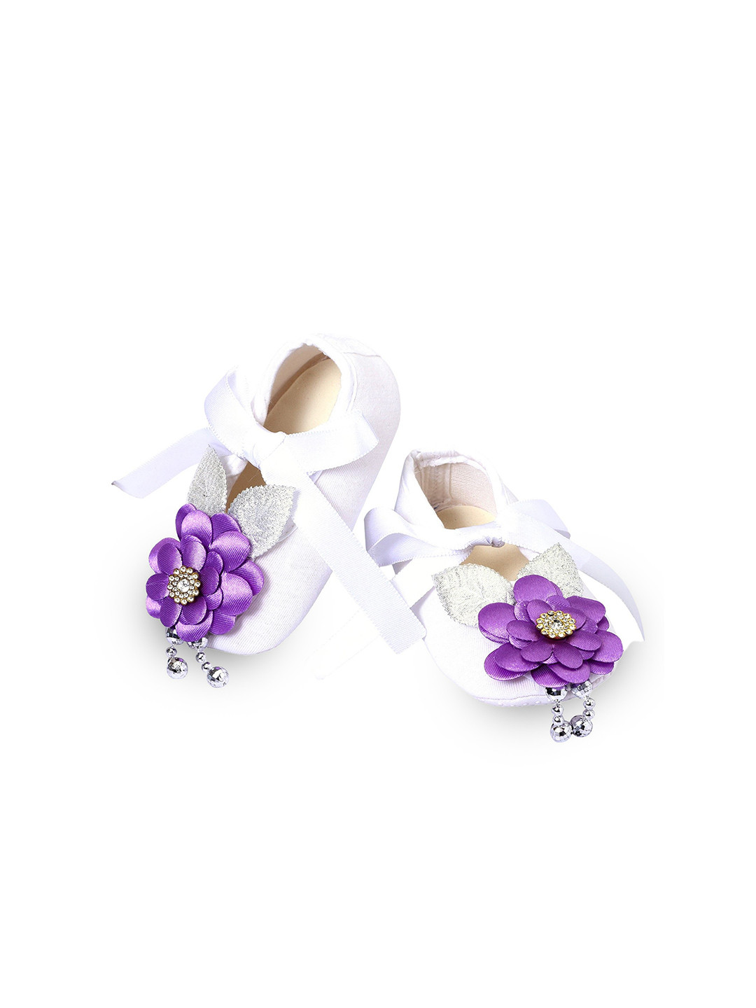 COCO CANDY Girls Coco Candy Purple Floral Ribbon Booties