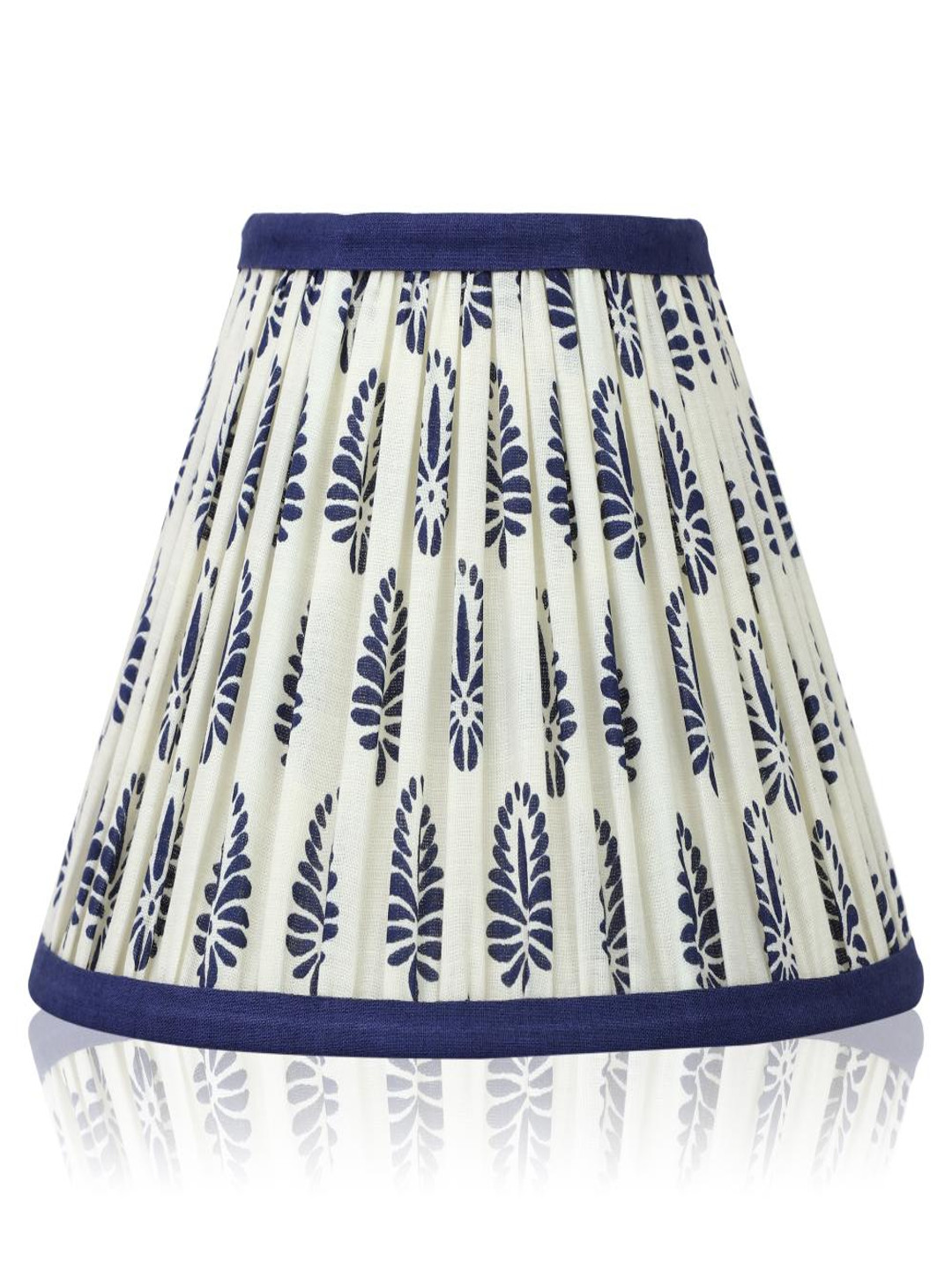 Lampenschirm India Blue Printed Cotton Traditional Frusturical Shaped Table Lamp Shade