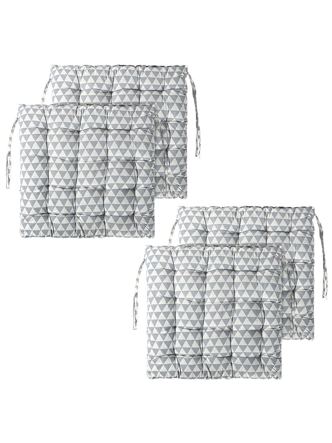 Kuber Industries Grey 4 Pieces Printed Cotton Comfort Chair Pads