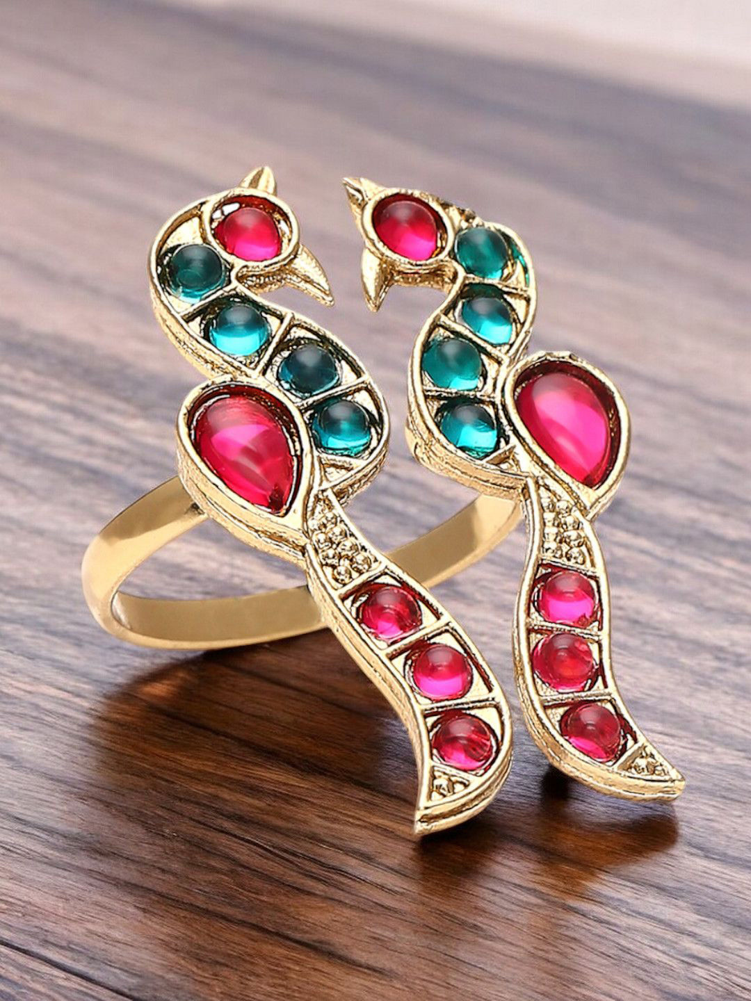 Anouk Kundan Stone Studded  Bird Design Finger Ring