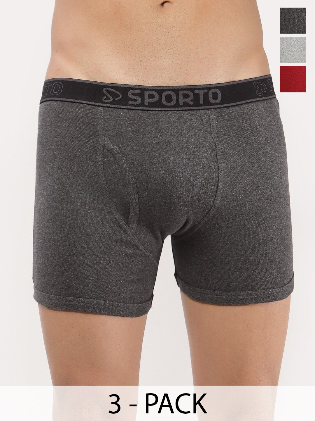 Sporto by Macho Men Pack Of 3 Short Trunk Sprto_M1030-A(1)-G(1)-R(1)-S Trunk