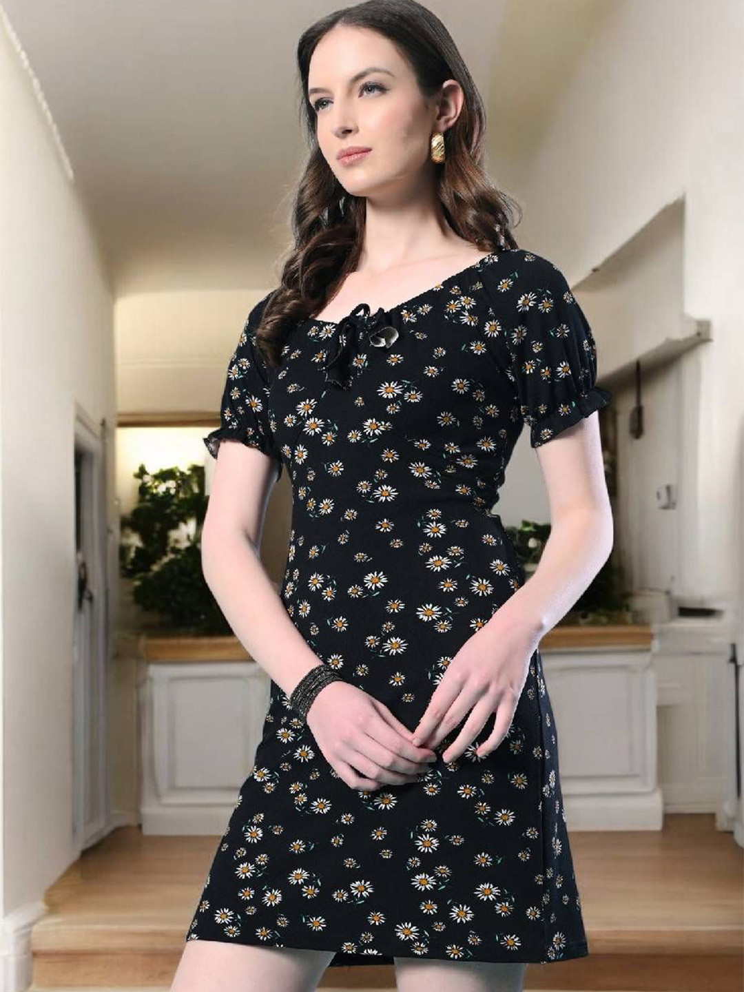 ZEUGEN Floral Bodycon Mini Dress