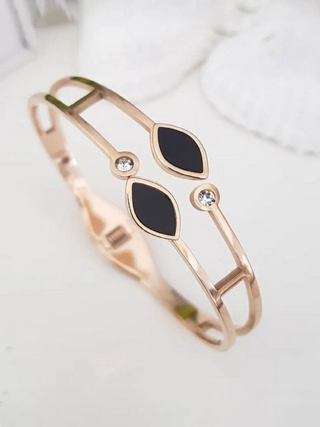 Crazy Fashion Cubic Zirconia Gold-Plated Cuff Bracelet