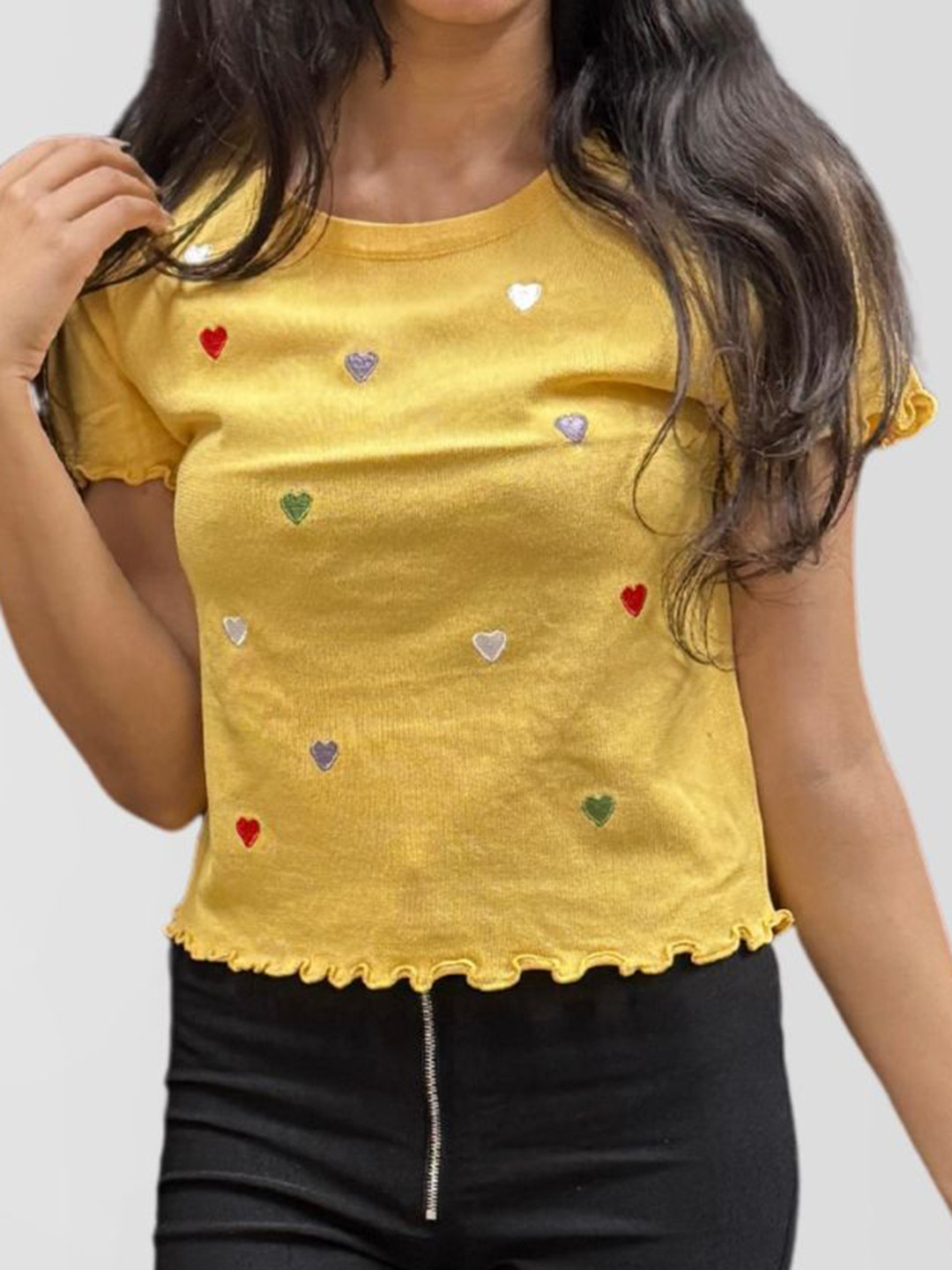MADE FOR HER LABEL Colourful Heart Patchwork Top For Women In India