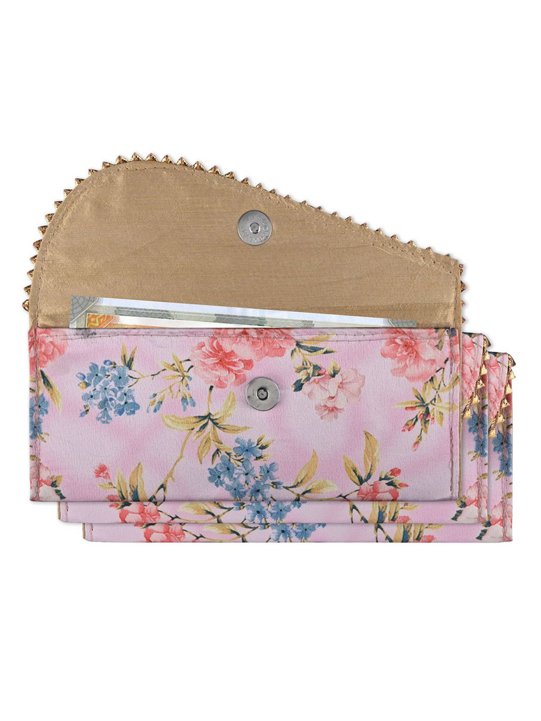 Kuber Industries Set of 3 Floral Printed Silk Shagun Envelopes