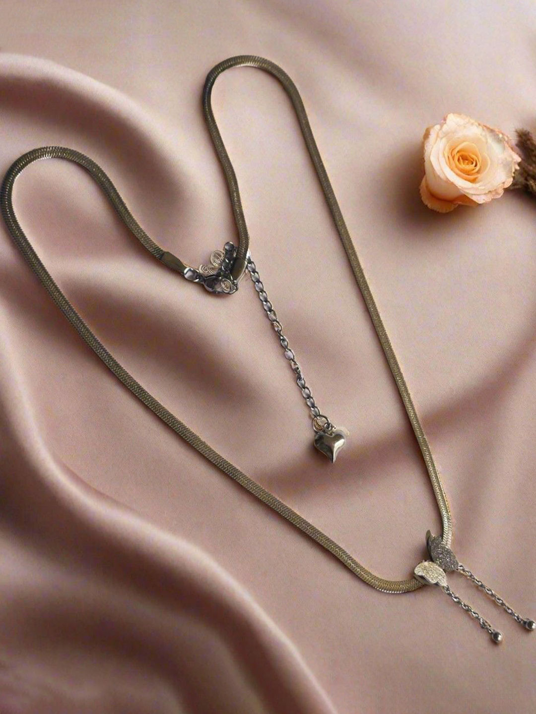 DressBerry Silver-Plated Stainless Steel Butterfly Minimal Chain Necklace