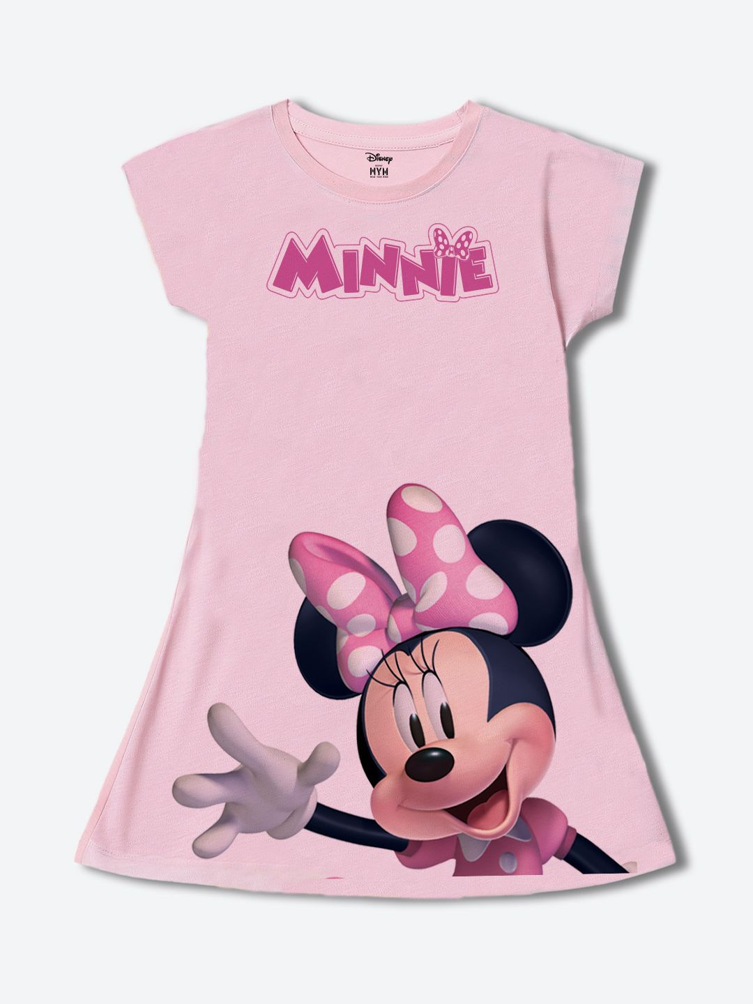 Wear Your Mind Girls Minnie Mouse Printed T-Shirt Knee Length Dress