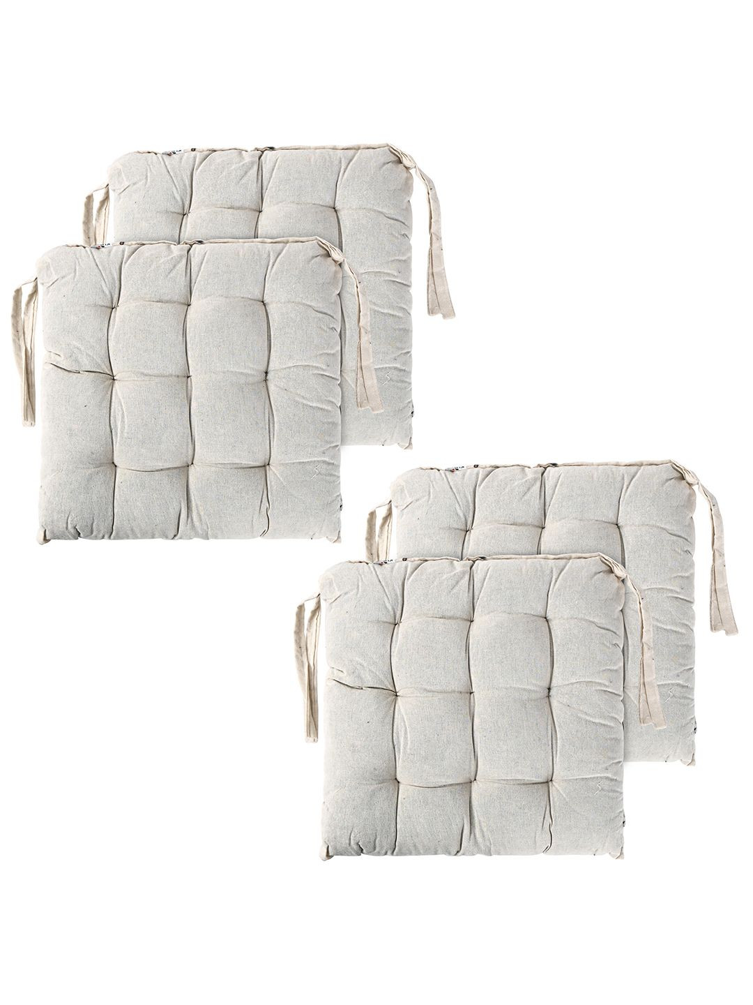Kuber Industries Cream-Coloured 4 Pieces Cotton Comfort Chair Pads