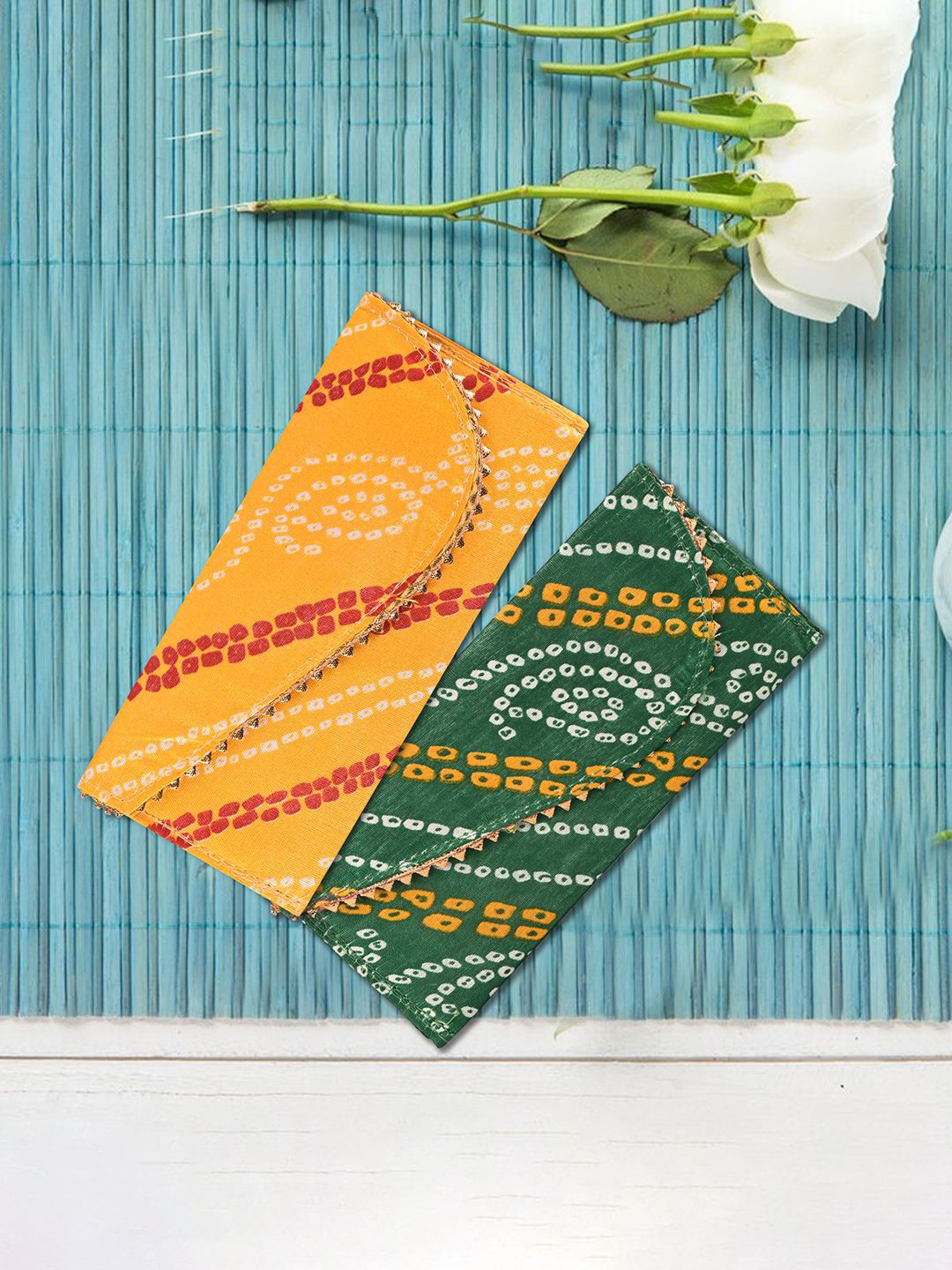 Kuber Industries Set of 2 Bandhani Printed Envelopes