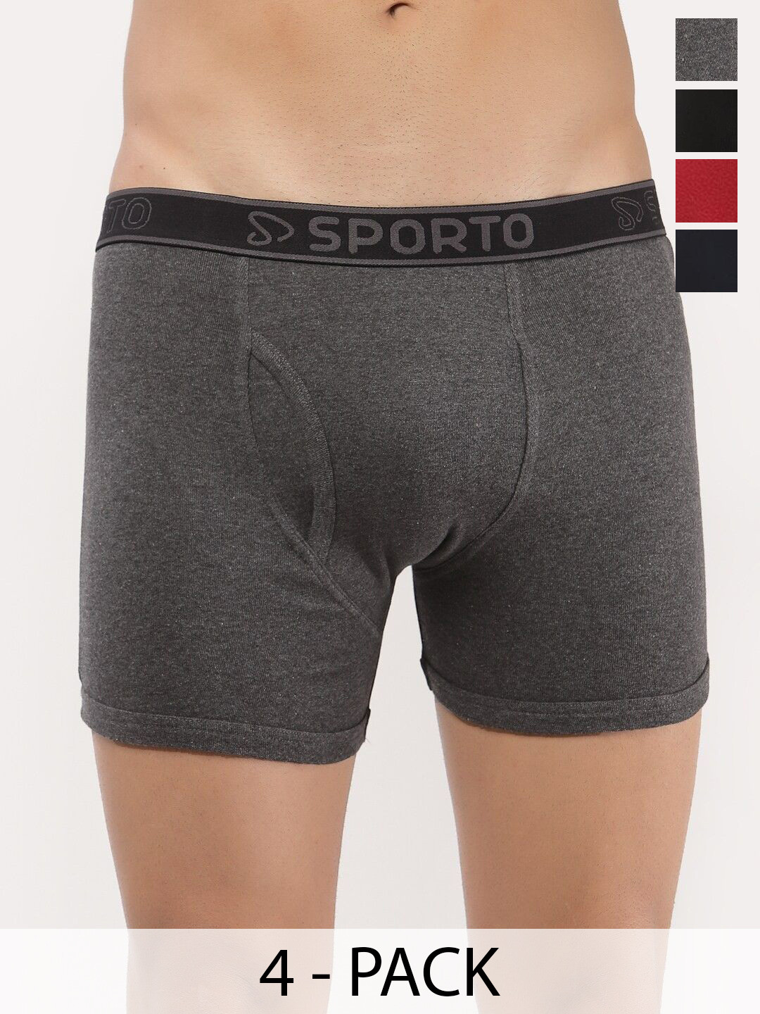 Sporto by Macho Men Pack Of 4 Cotton Anti-Rash Long Trunks