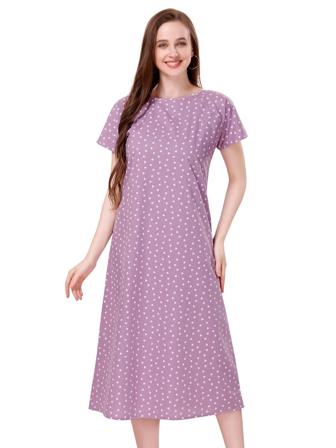 Piu Graphic Heart Printed Midi Nightdress