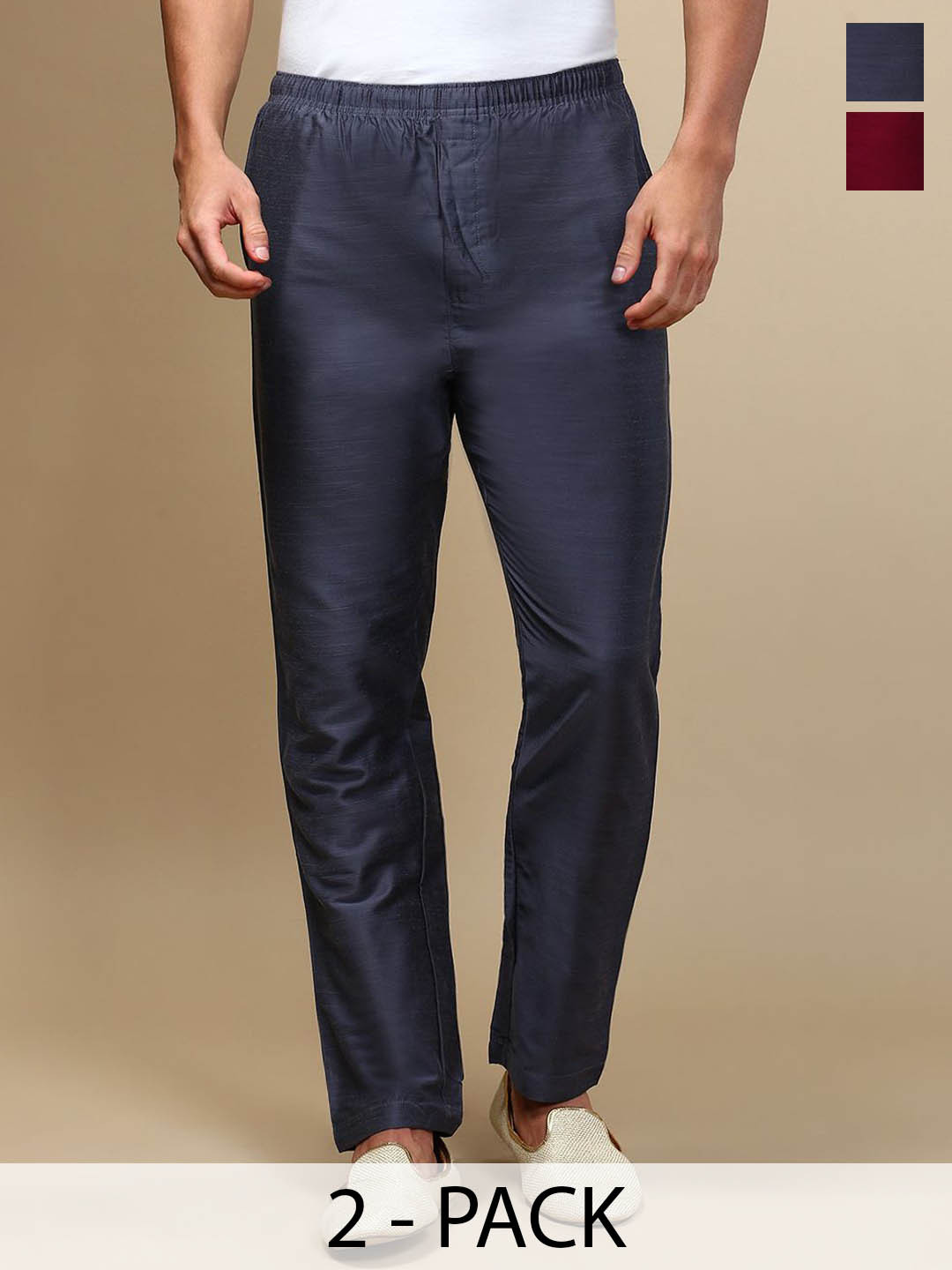 WHITE HEART Men Pack Of 2 Relaxed Fit Mid-Rise Pyjamas