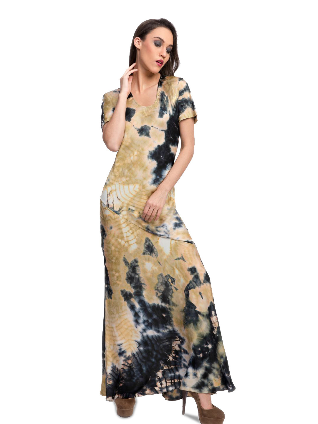 The Sancy Tie and Dye Satin Maxi Dress