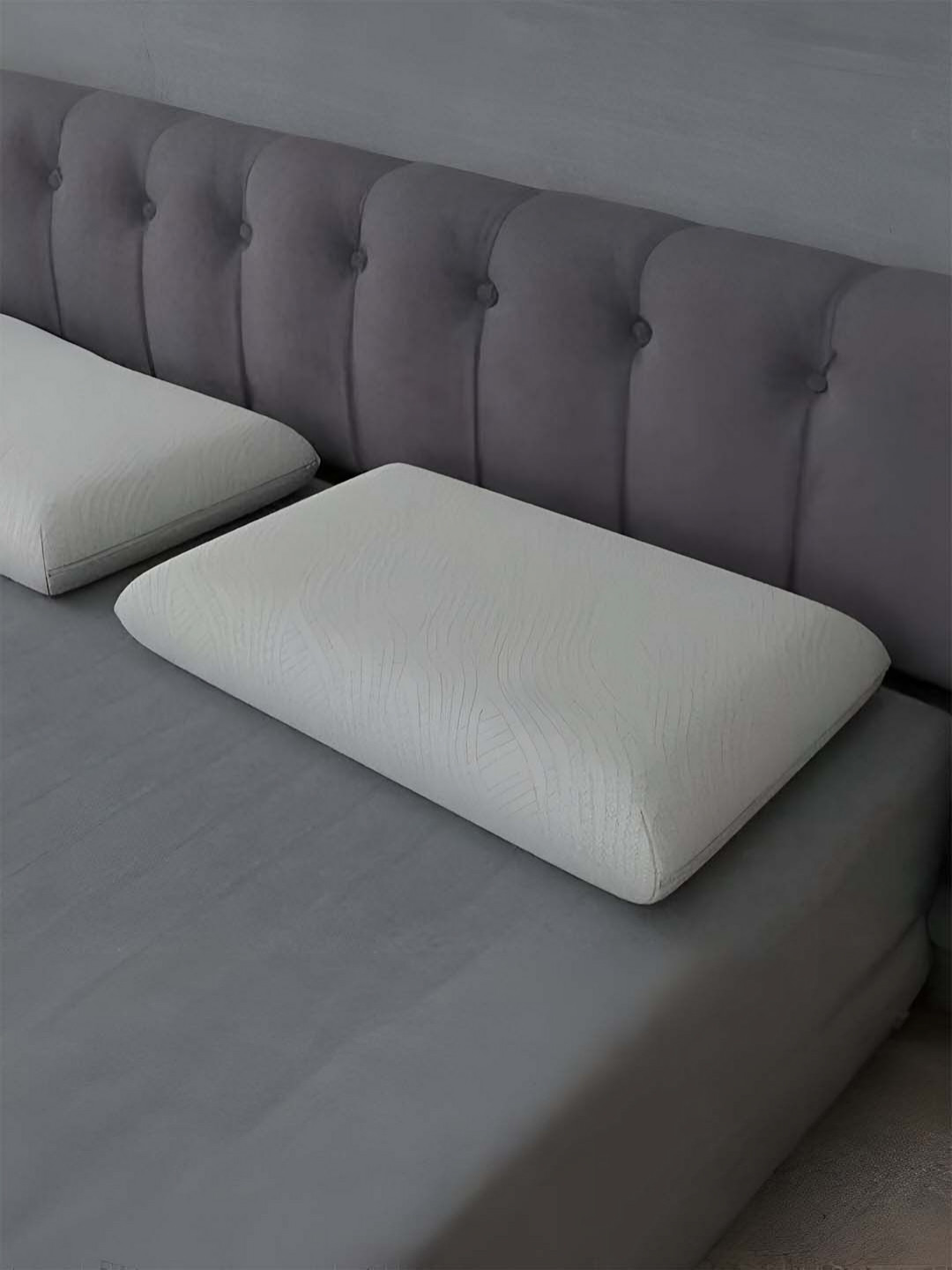 Royaloak White Solid Polyester Breathable Medium Memory Foam Therapedic Pillow-10 x 60 x 39 cm