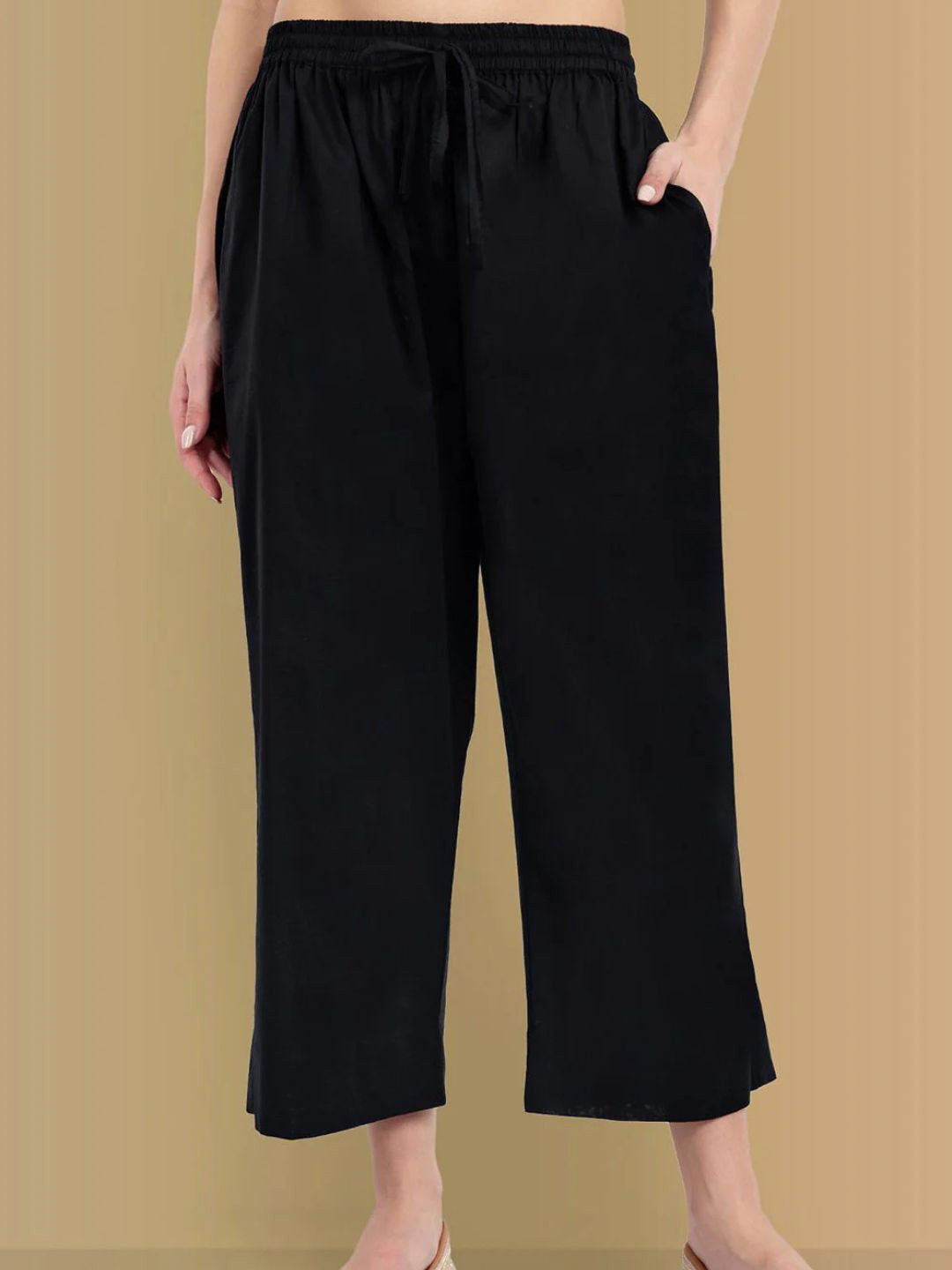 Mera Rang Women Cotton Cropped Wide Leg Palazzos