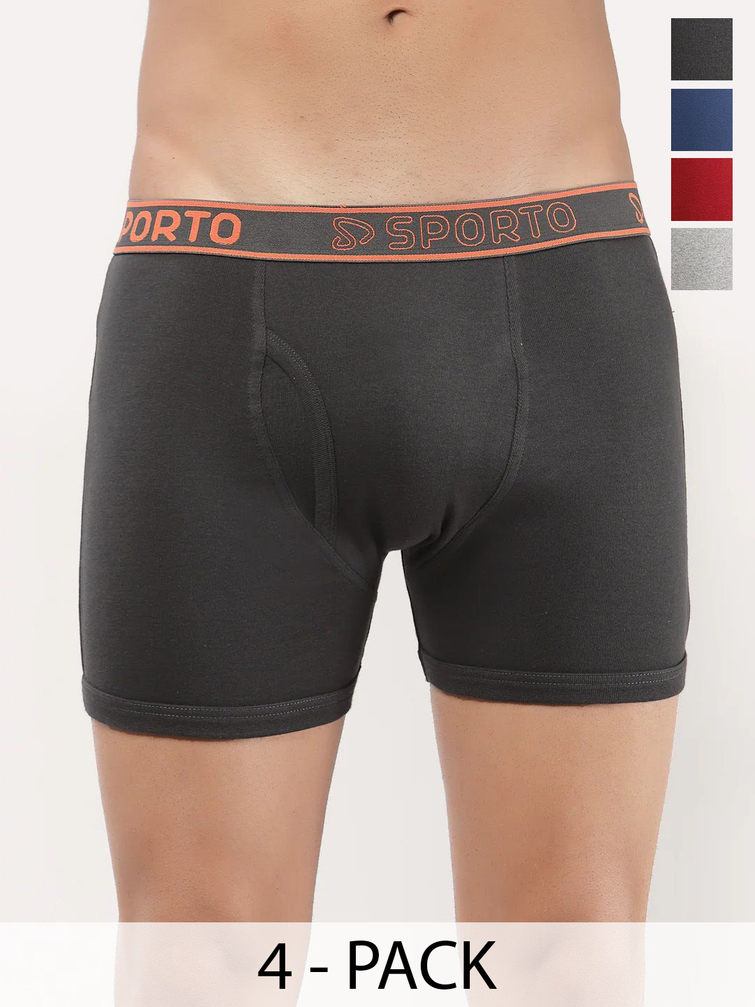 Sporto by Macho Pack Of 4 ShortTrunk Sprto_M1030-CH1-Dnm1-G1-R1-S Trunk