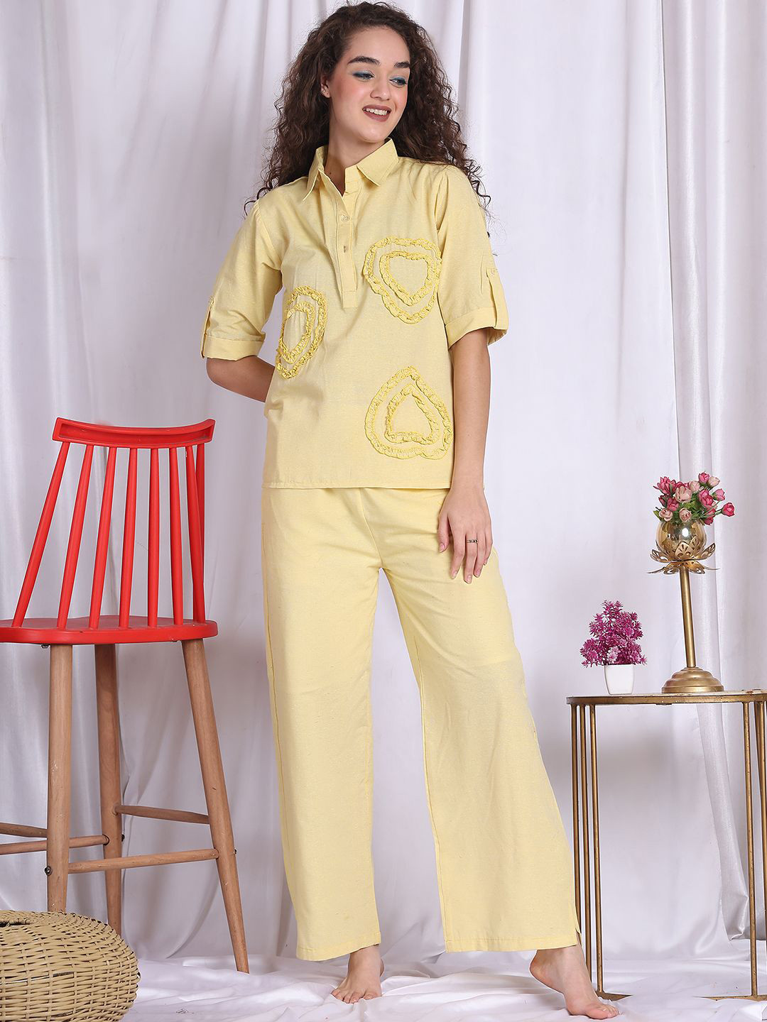 ETC Women Self Design Pure Cotton Night suit