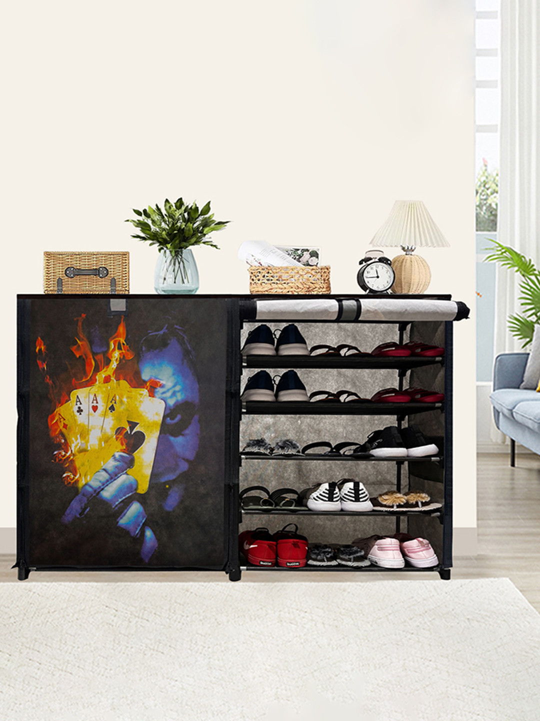 Rmerchants Grey Cards 10-Layer Shoe Rack With Cover