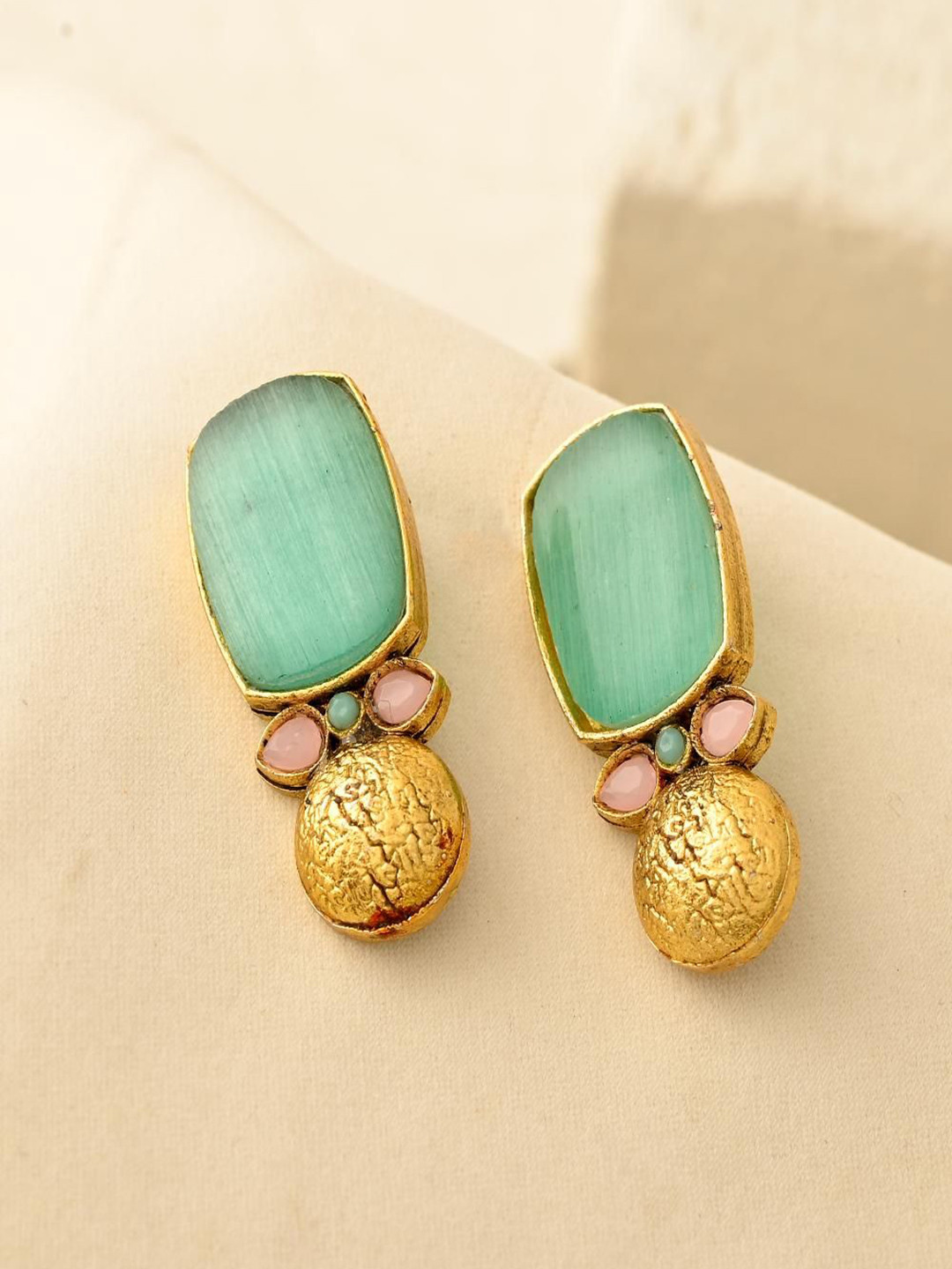 DASTOOR Gold-Plated Geometric Shaped Artificial Stones Drop Earrings
