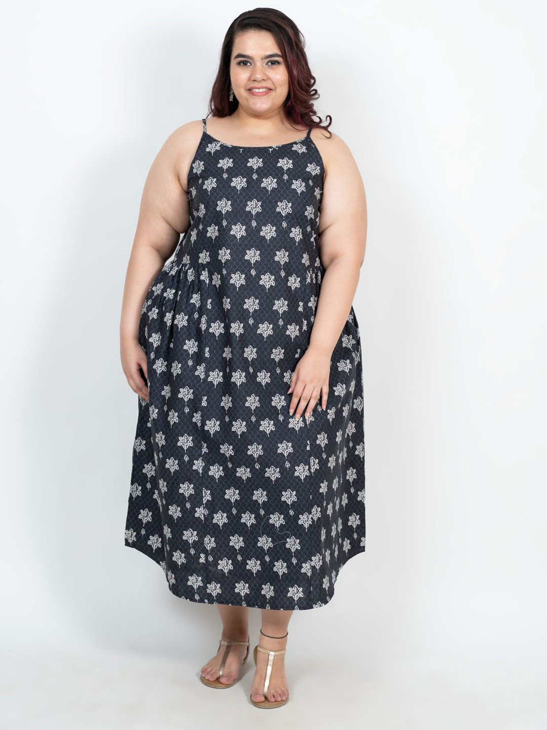 XOXO Cherry Women Ethnic Motifs Printed A-Line Midi Dress Plus Size