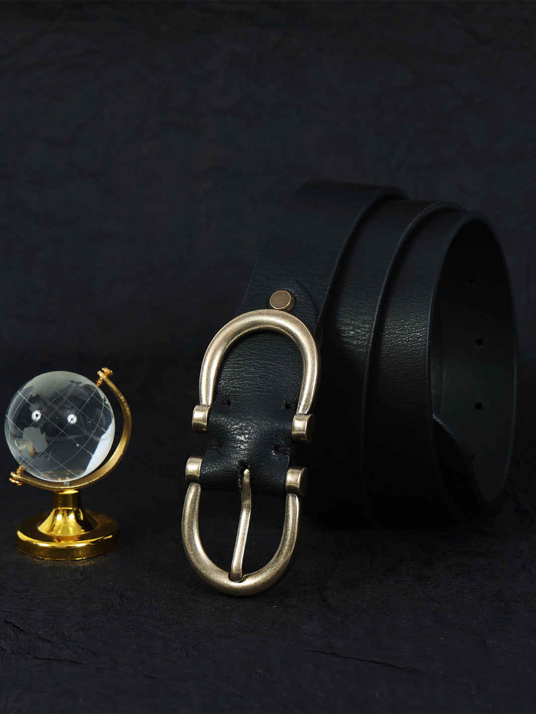 Celtic Women Black Textured Leather Belt Classic Elegance for Everyday Wear