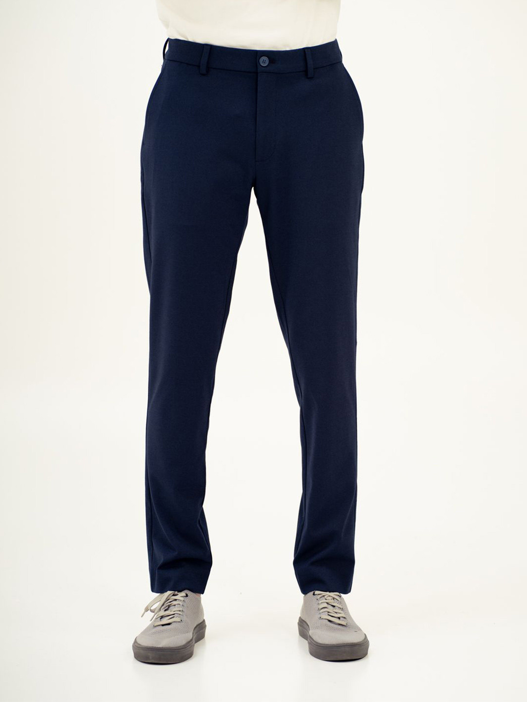 The Pant Project Aquatic Blue Slim-Fit Wrinkle-Free Power-Stretch Knitted Trousers